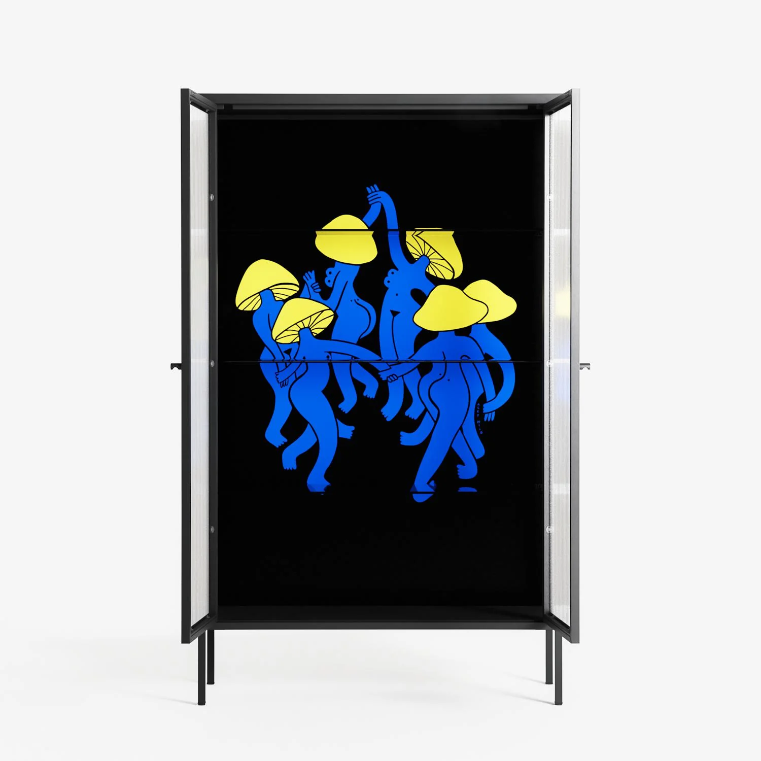 Mushroom Dance Blue - Cabinet - Aley Wild - Antracite - Reeded glass - Image 3