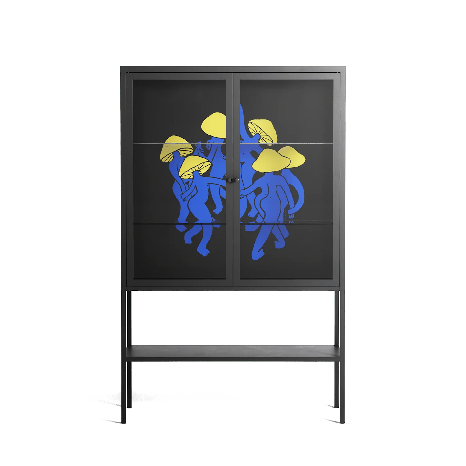 Mushroom Dance Blue - Loft Cabinet - Aley Wild - Antracite - Clear glass