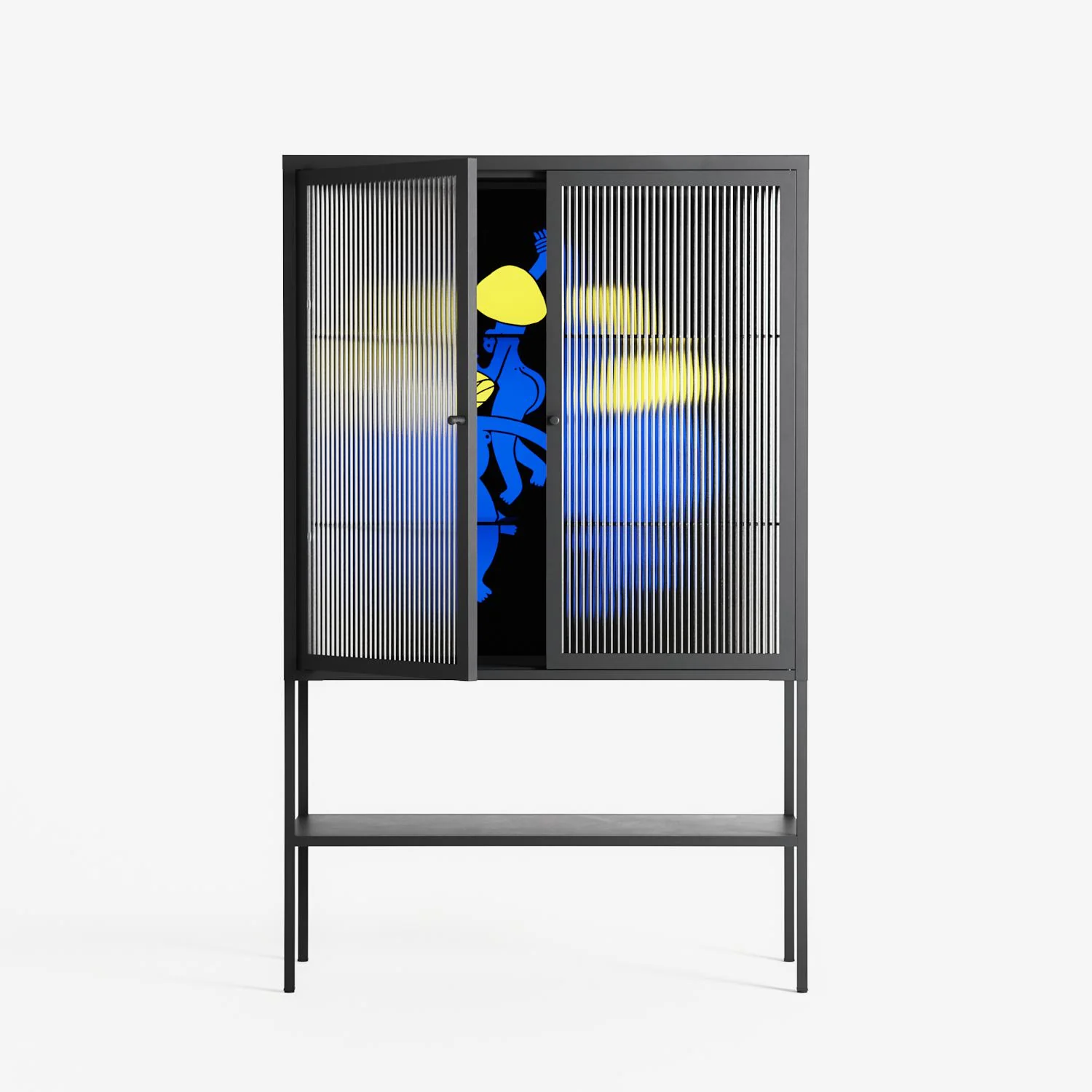 Mushroom Dance Blue - Loft Cabinet - Aley Wild - Antracite - Reeded glass - Image 2