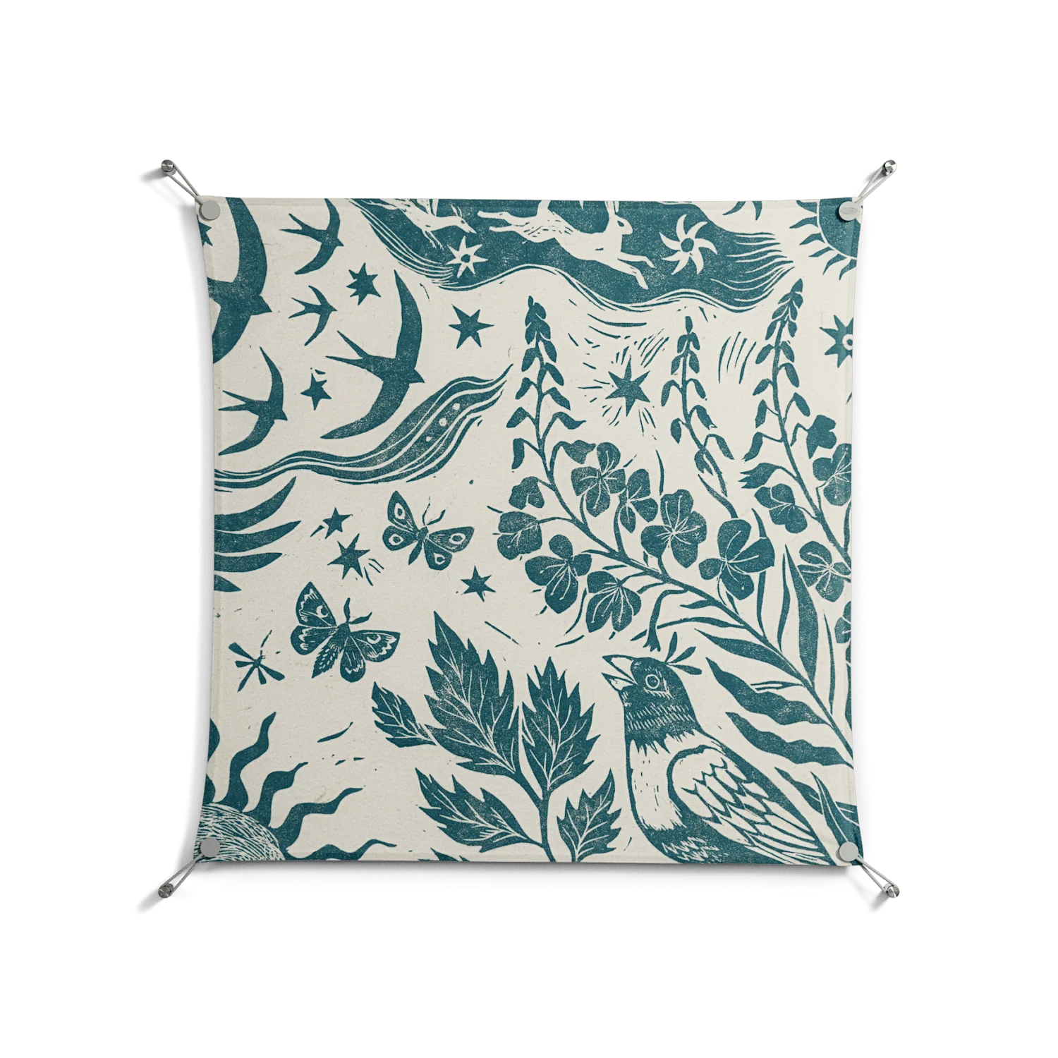 Ode to Summer 3 - Work On Wall - Diana Catchpole - Silver - 90 x 90 cm