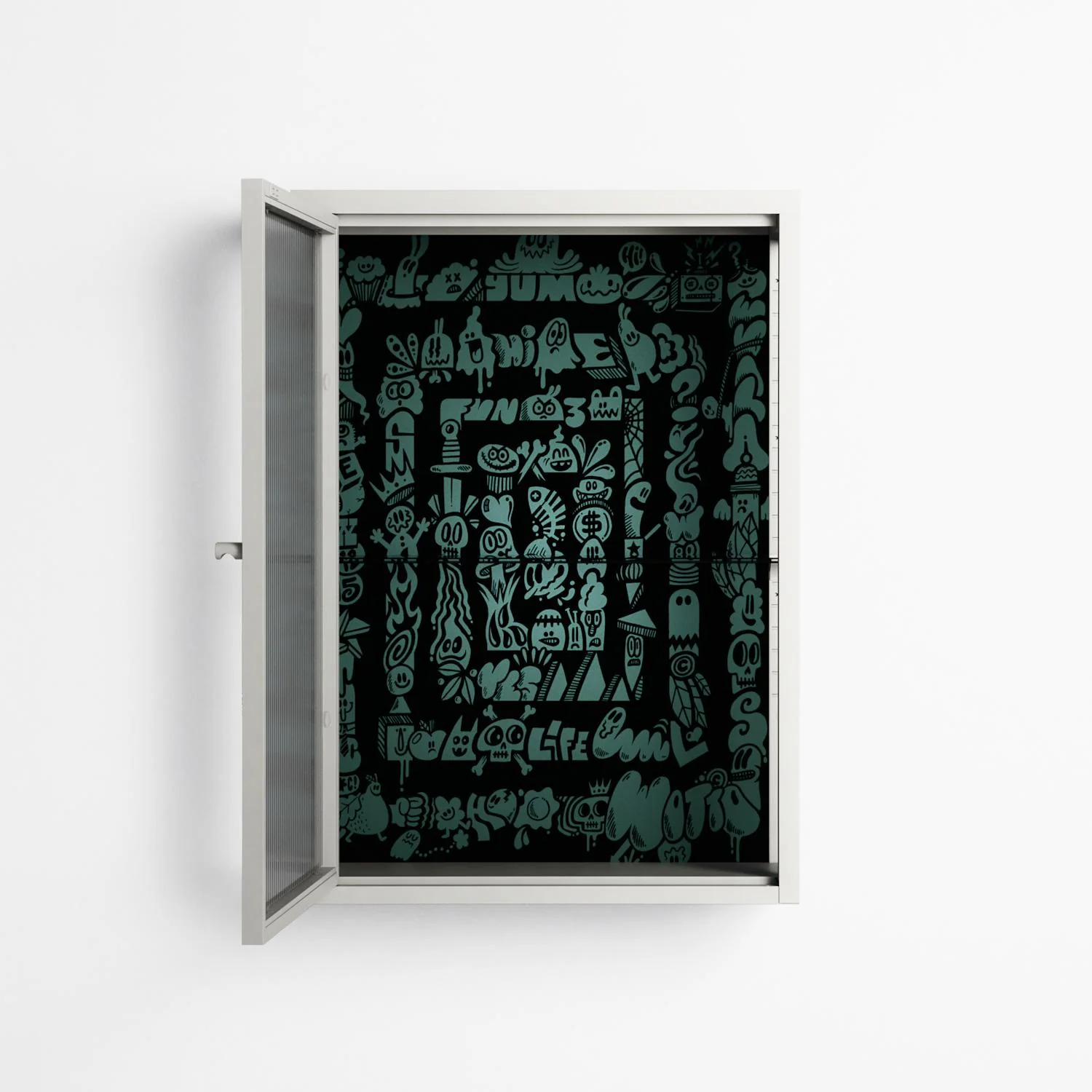 Optical Delusion - Wall Cabinet - Craig Watkins - Chalk - Reeded glass - Image 3