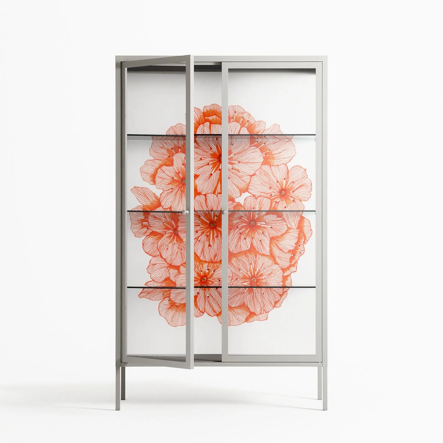 Orange Flowers 1 - Cabinet - Katie O’Shea - Chalk - Clear glass - Image 2