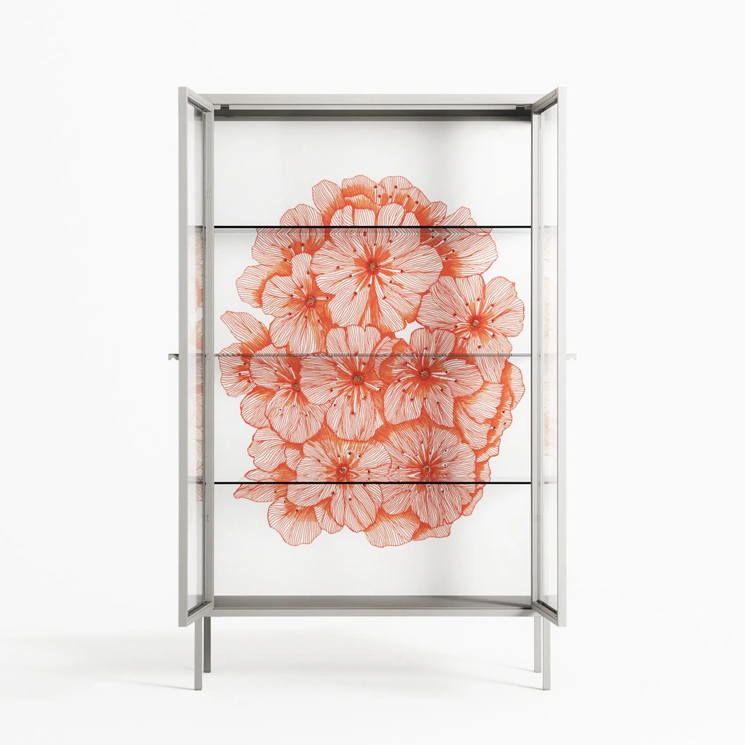 Orange Flowers 1 - Cabinet - Katie O’Shea - Chalk - Clear glass - Image 3
