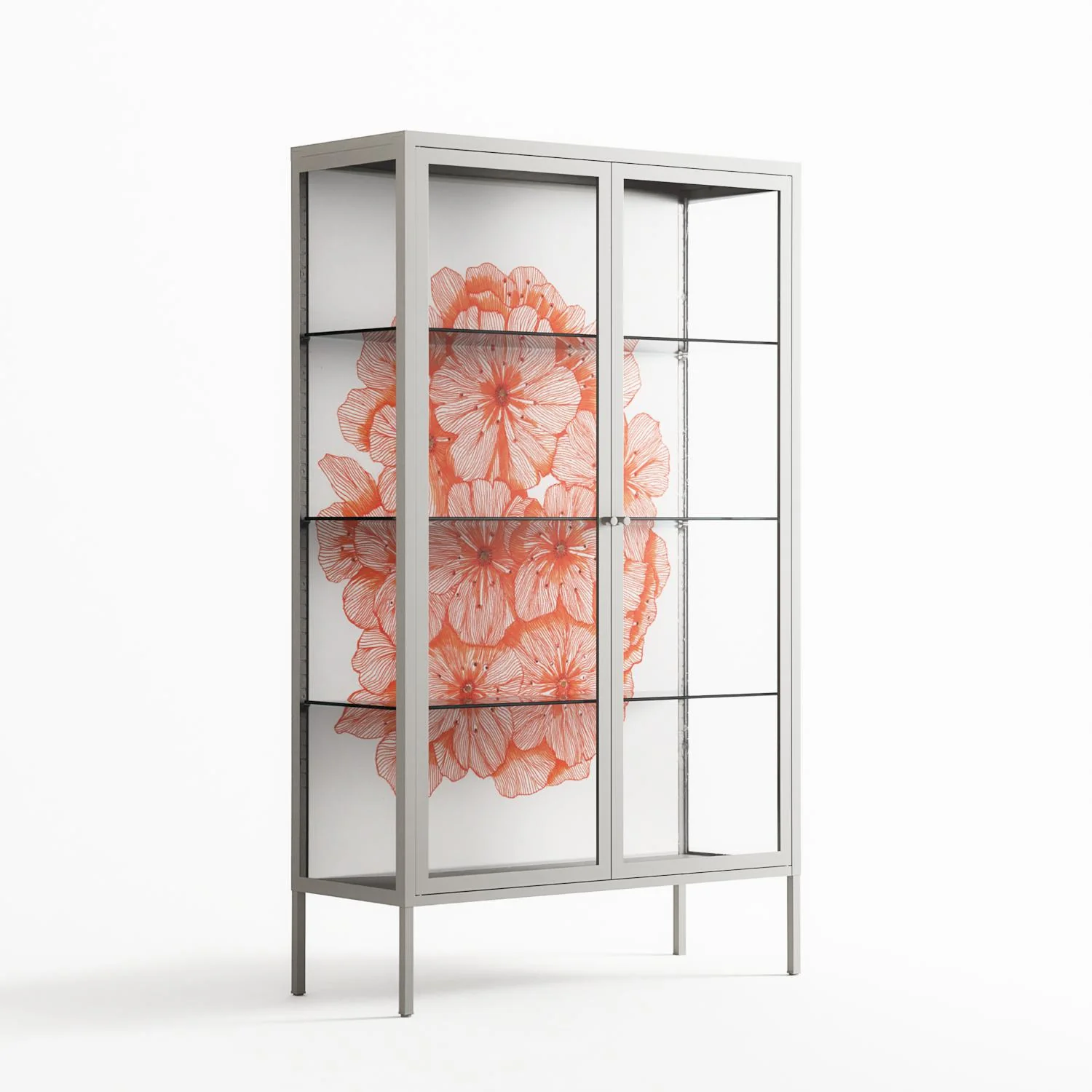 Orange Flowers 1 - Cabinet - Katie O’Shea - Chalk - Clear glass - Image 4
