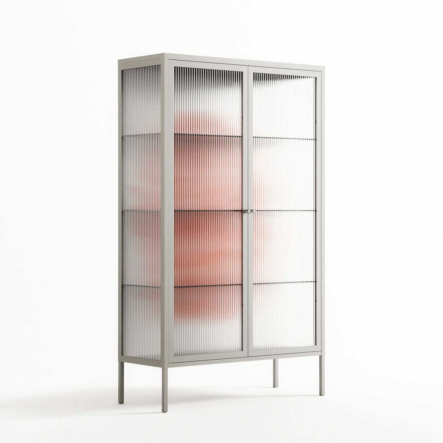 Orange Flowers 1 - Cabinet - Katie O’Shea - Chalk - Reeded glass - Image 4