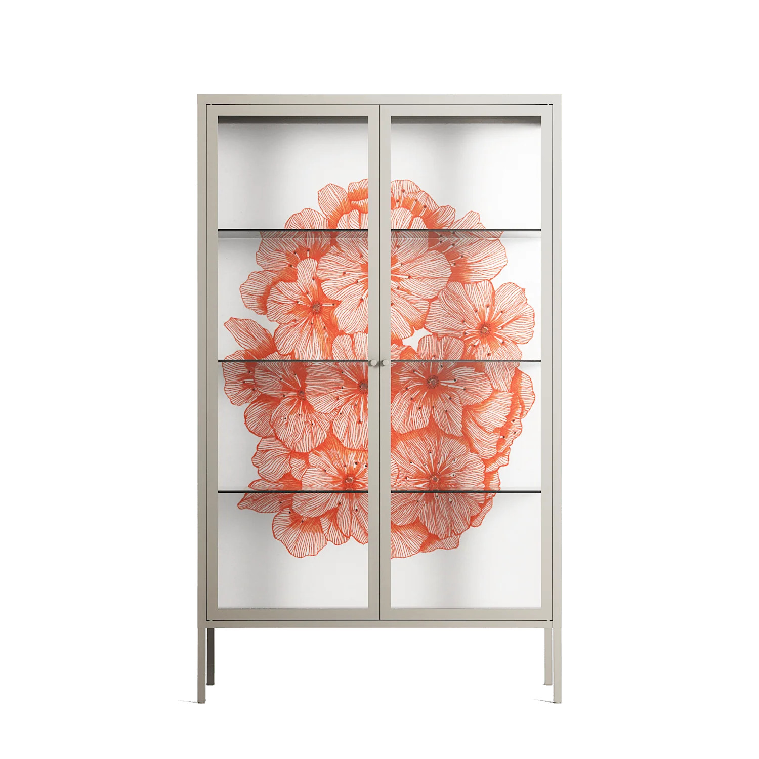 Orange Flowers 1 - Cabinet - Katie O’Shea - Pebble - Clear glass