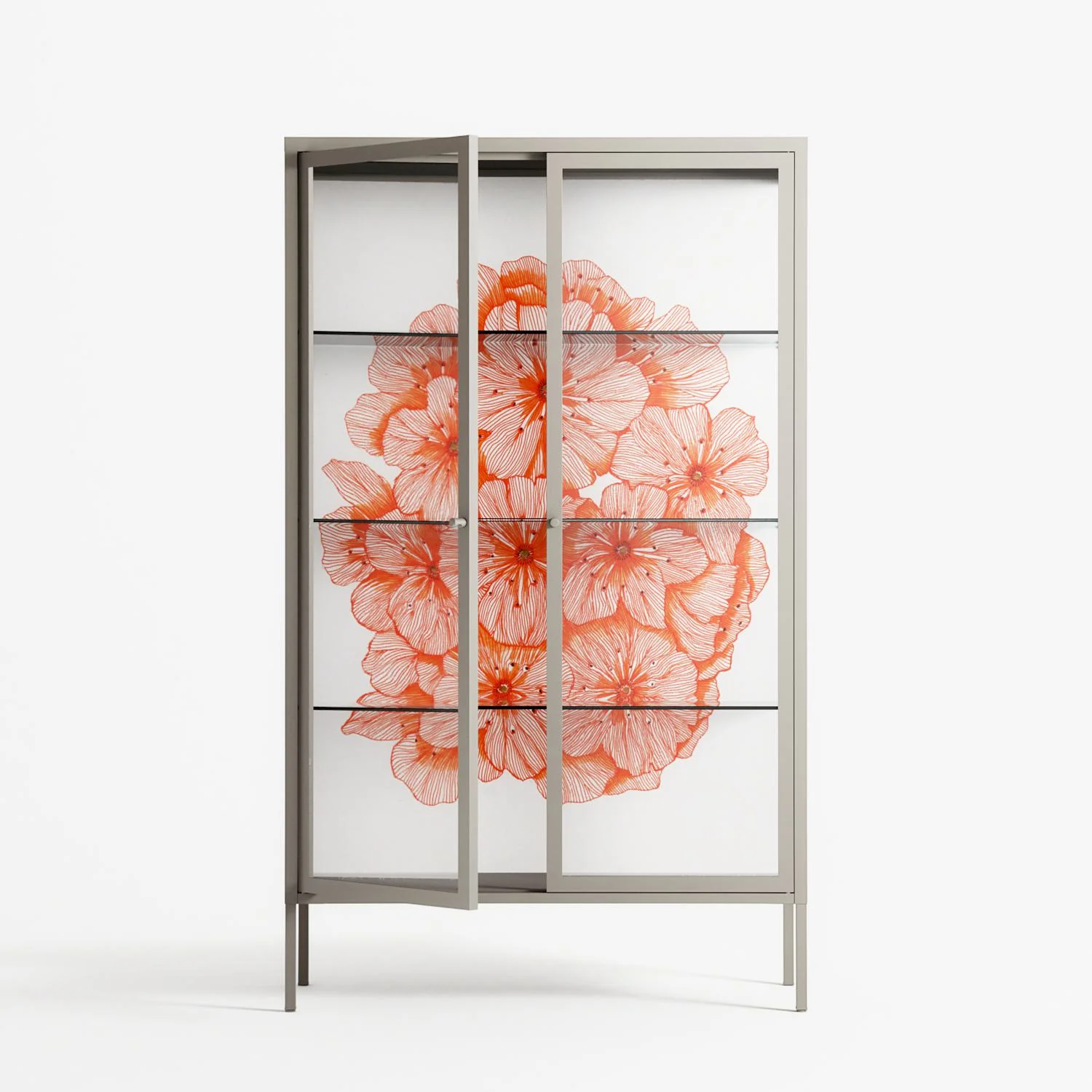 Orange Flowers 1 - Cabinet - Katie O’Shea - Pebble - Clear glass - Image 2
