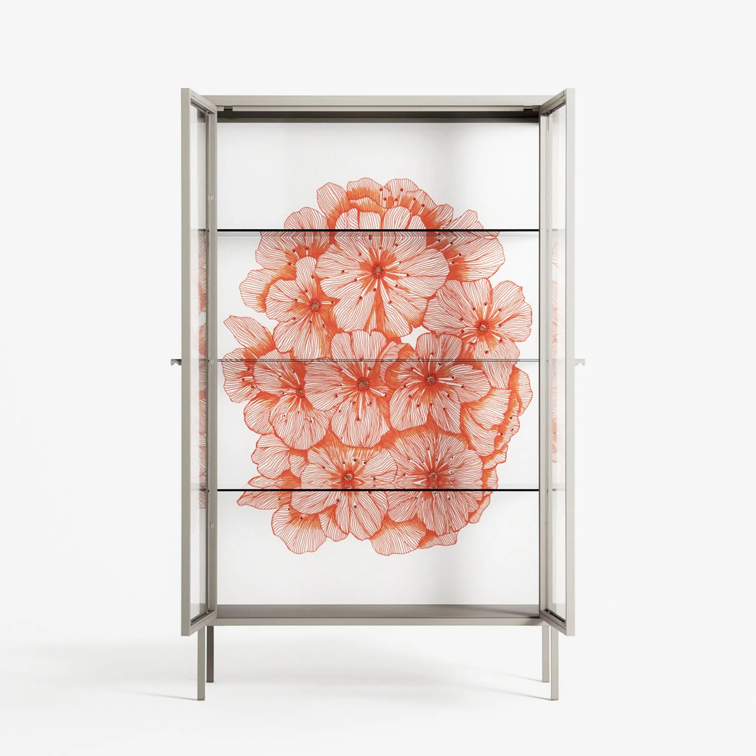 Orange Flowers 1 - Cabinet - Katie O’Shea - Pebble - Clear glass - Image 3