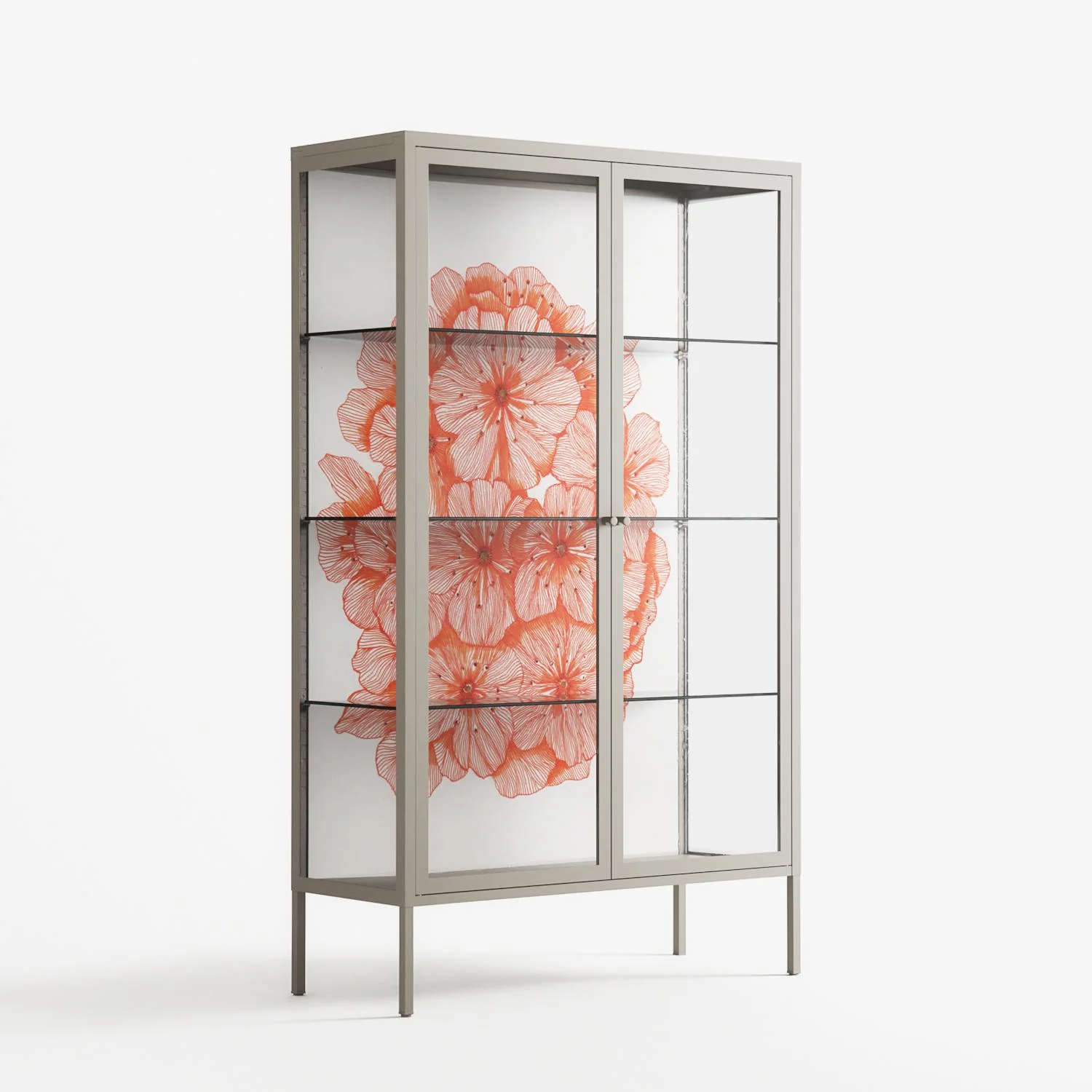 Orange Flowers 1 - Cabinet - Katie O’Shea - Pebble - Clear glass - Image 4