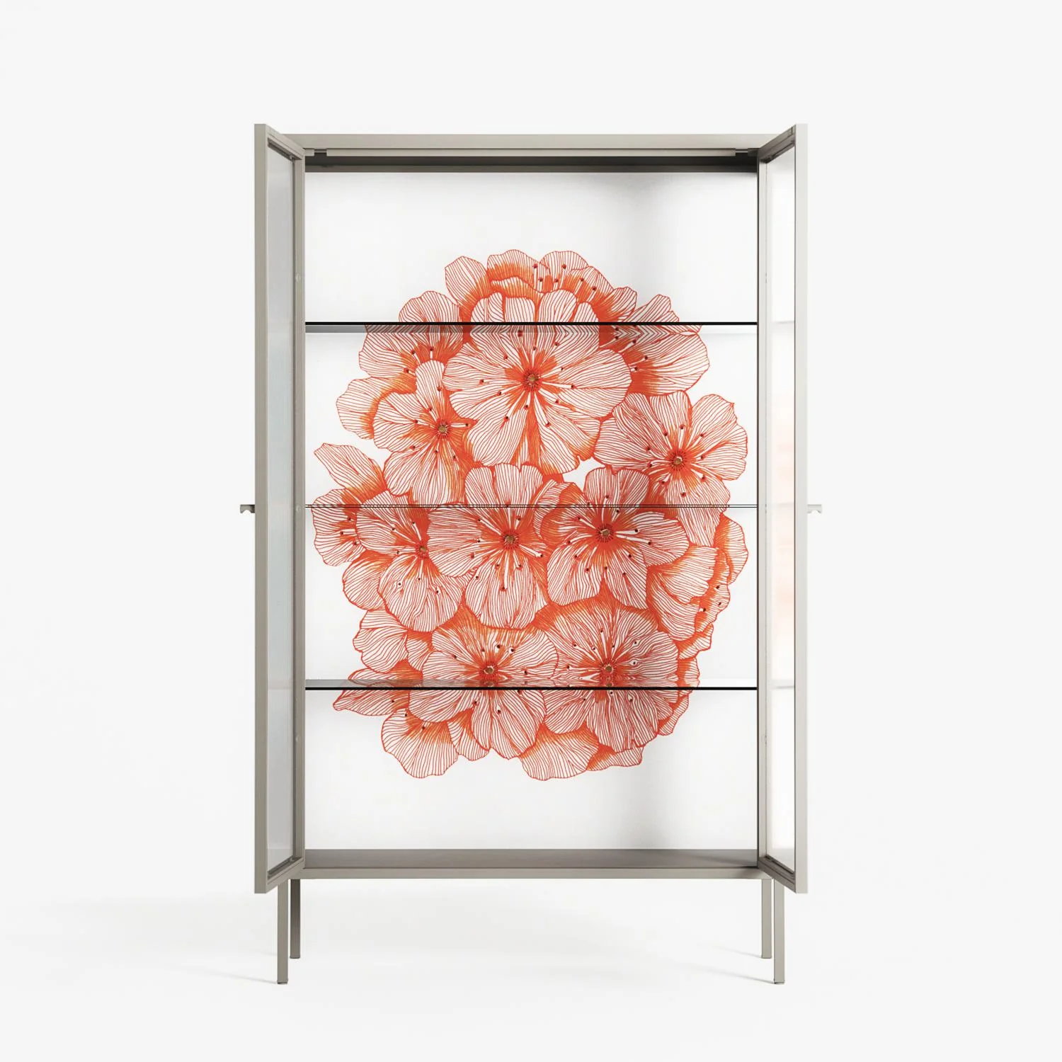 Orange Flowers 1 - Cabinet - Katie O’Shea - Pebble - Reeded glass - Image 3