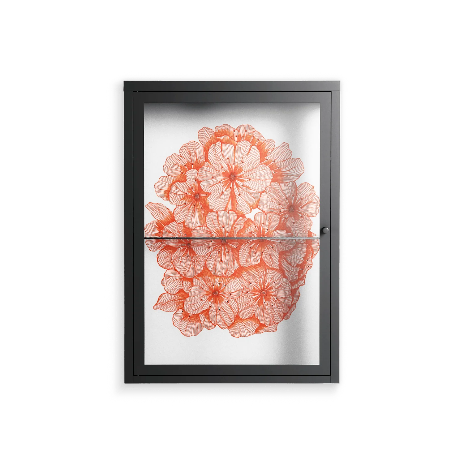Orange Flowers 1 - Wall Cabinet - Katie O’Shea - Antracite - Clear glass