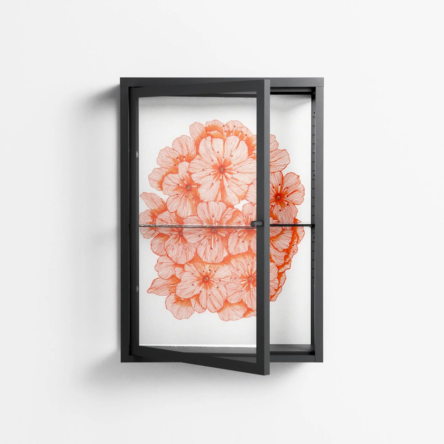 Orange Flowers 1 - Wall Cabinet - Katie O’Shea - Antracite - Clear glass - Image 2