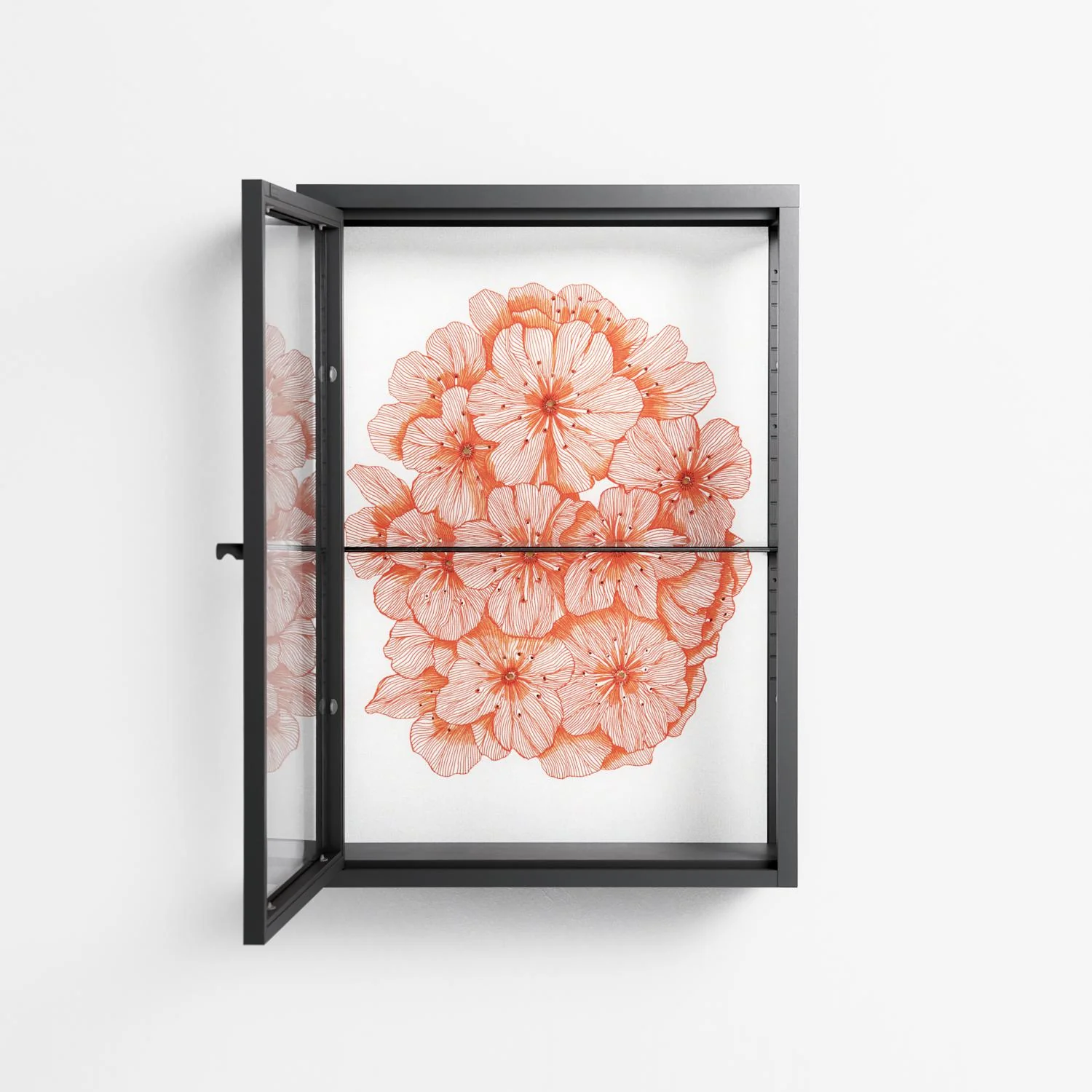 Orange Flowers 1 - Wall Cabinet - Katie O’Shea - Antracite - Clear glass - Image 3