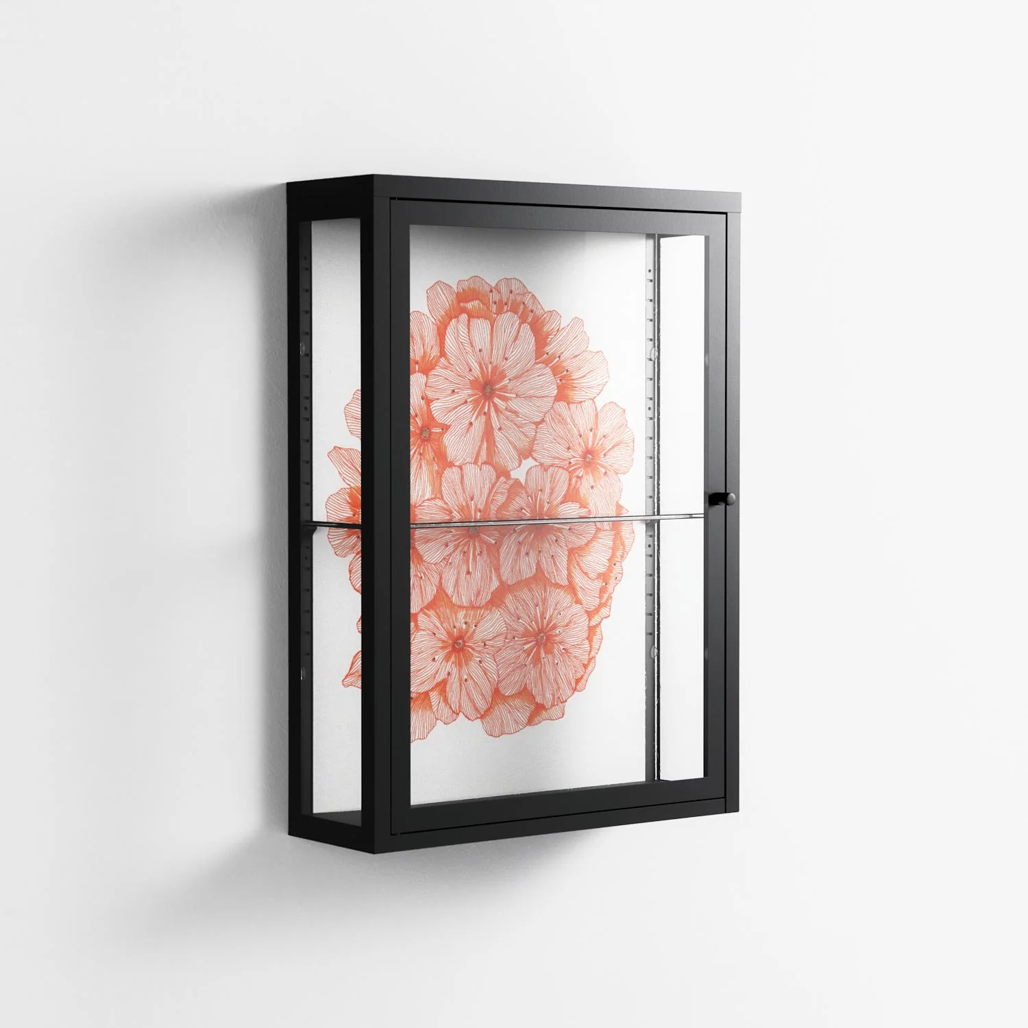Orange Flowers 1 - Wall Cabinet - Katie O’Shea - Antracite - Clear glass - Image 4