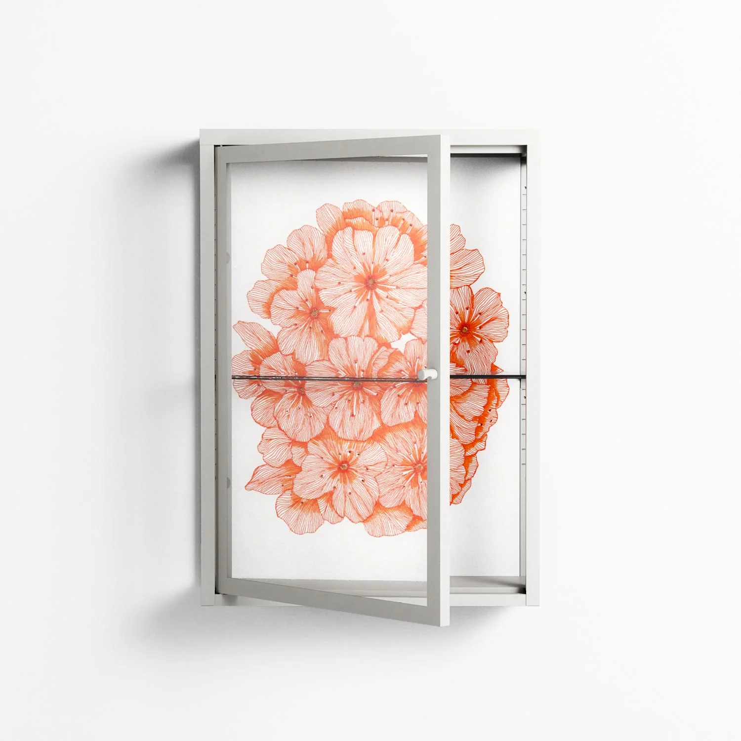 Orange Flowers 1 - Wall Cabinet - Katie O’Shea - Chalk - Clear glass - Image 2