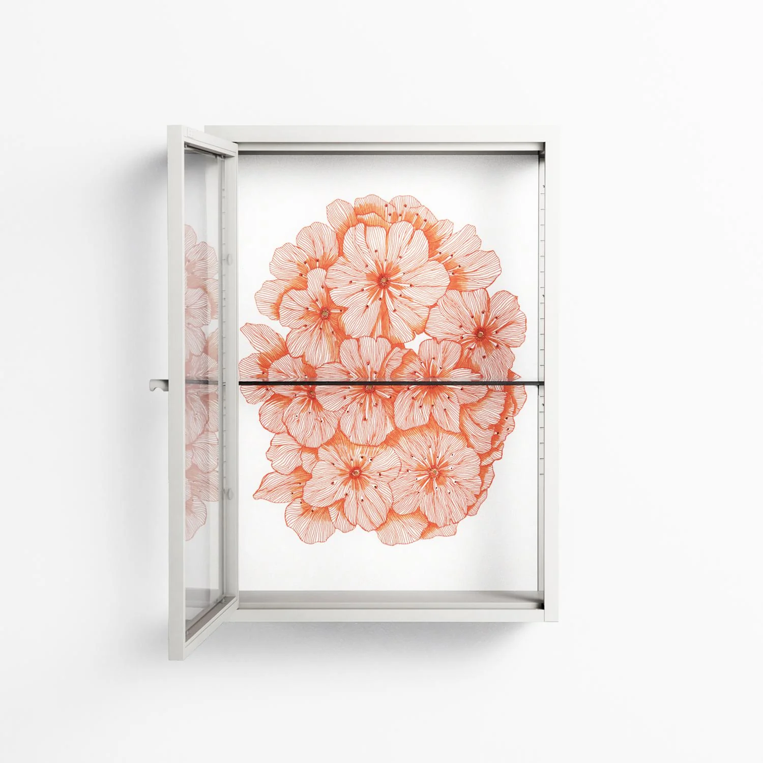 Orange Flowers 1 - Wall Cabinet - Katie O’Shea - Chalk - Clear glass - Image 3