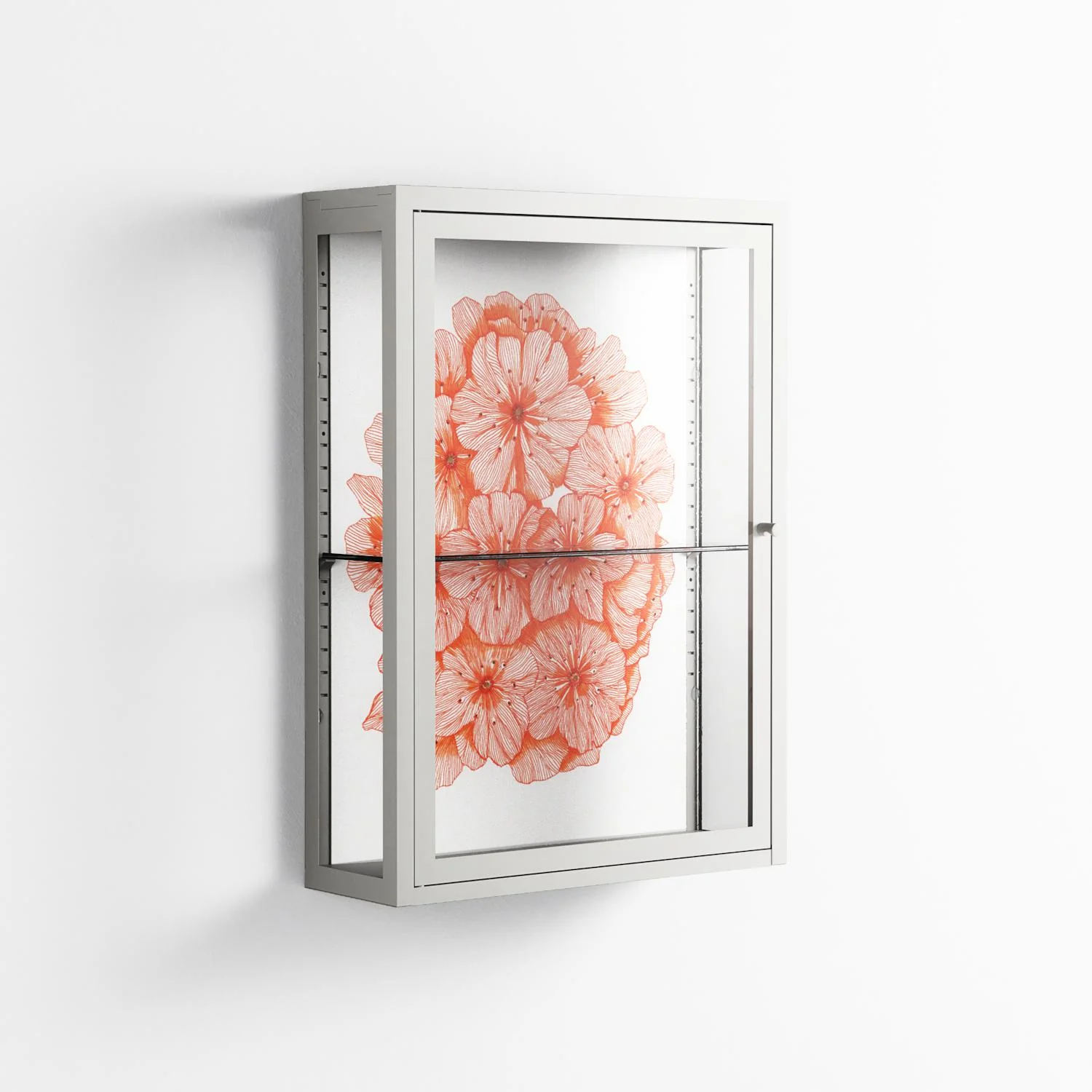 Orange Flowers 1 - Wall Cabinet - Katie O’Shea - Chalk - Clear glass - Image 4