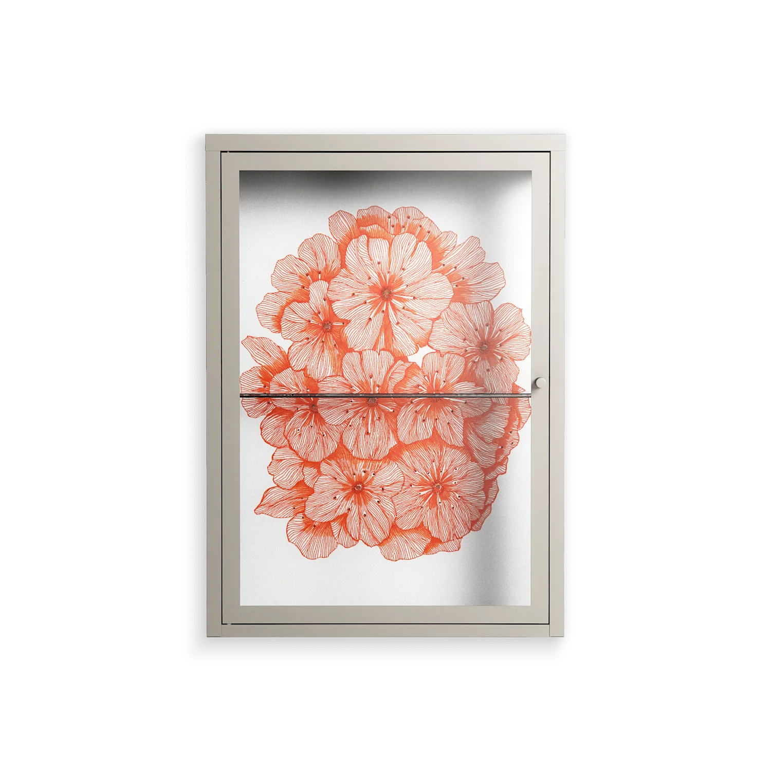 Orange Flowers 1 - Wall Cabinet - Katie O’Shea - Pebble - Clear glass