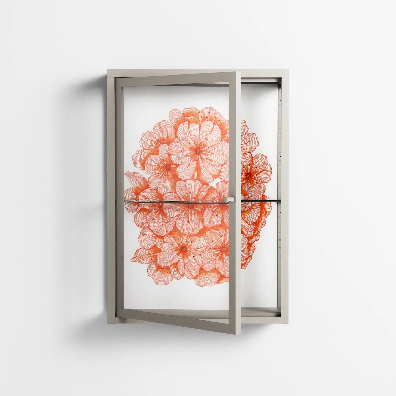Orange Flowers 1 - Wall Cabinet - Katie O’Shea - Pebble - Clear glass - Image 2