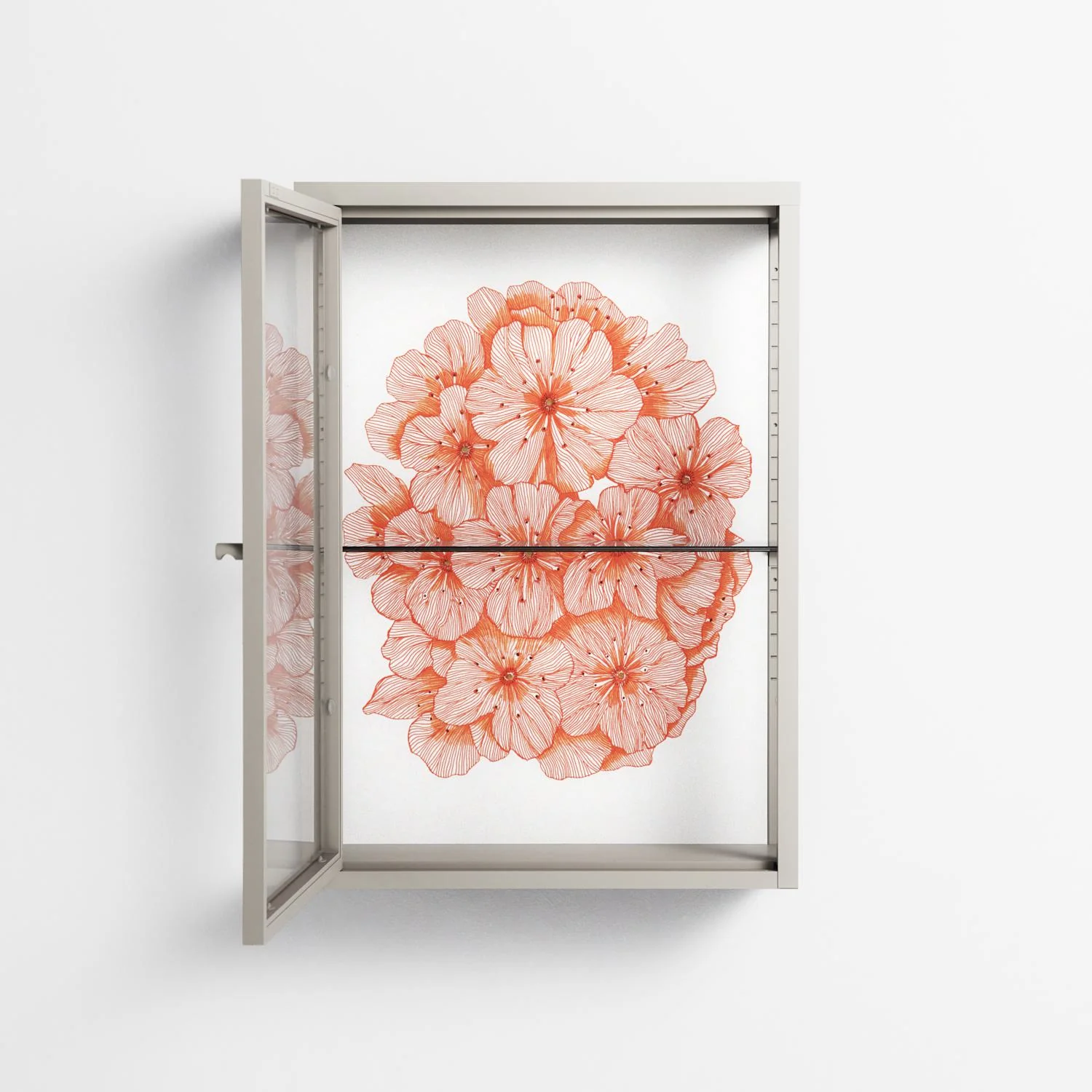 Orange Flowers 1 - Wall Cabinet - Katie O’Shea - Pebble - Clear glass - Image 3