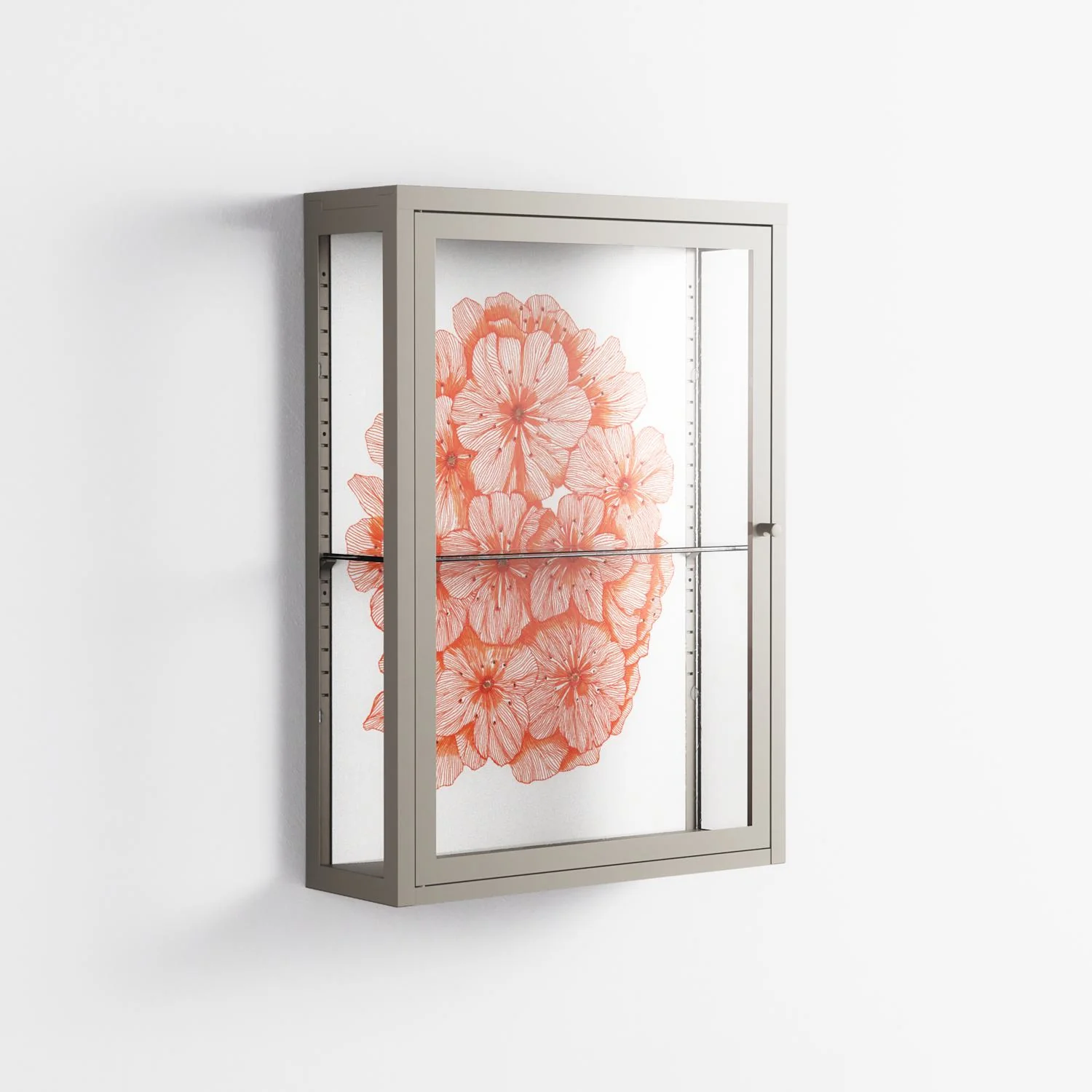 Orange Flowers 1 - Wall Cabinet - Katie O’Shea - Pebble - Clear glass - Image 4