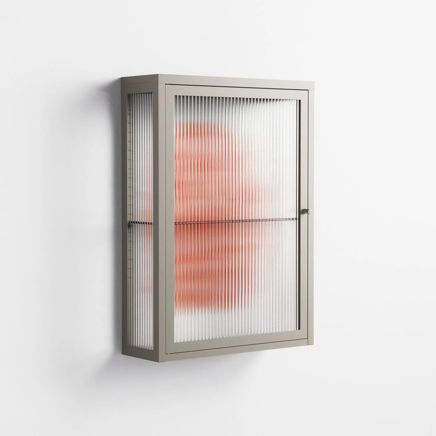 Orange Flowers 1 - Wall Cabinet - Katie O’Shea - Pebble - Reeded glass - Image 4