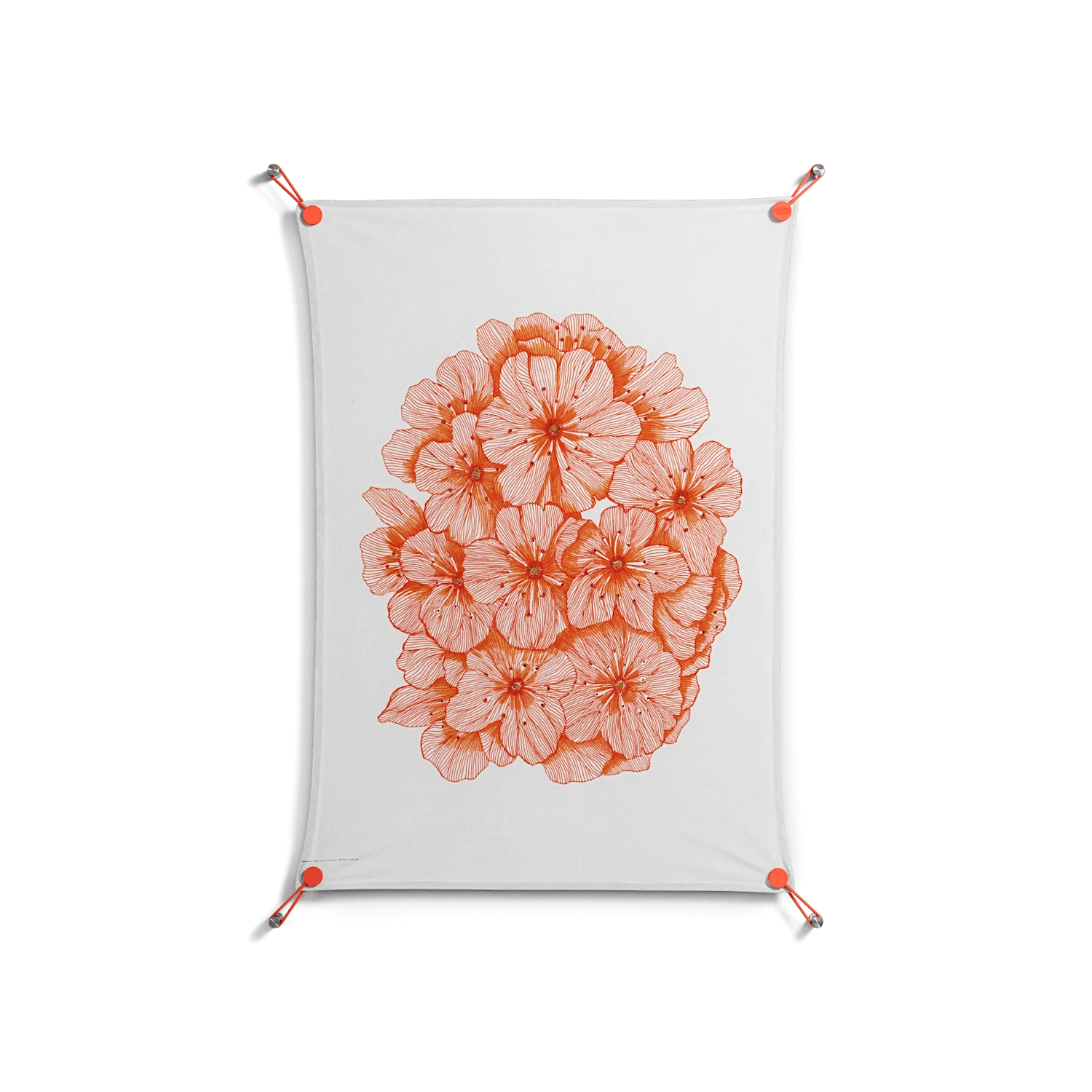 Orange Flowers 1 - Work On Wall - Katie O’Shea - Orange - 70 x 100 cm