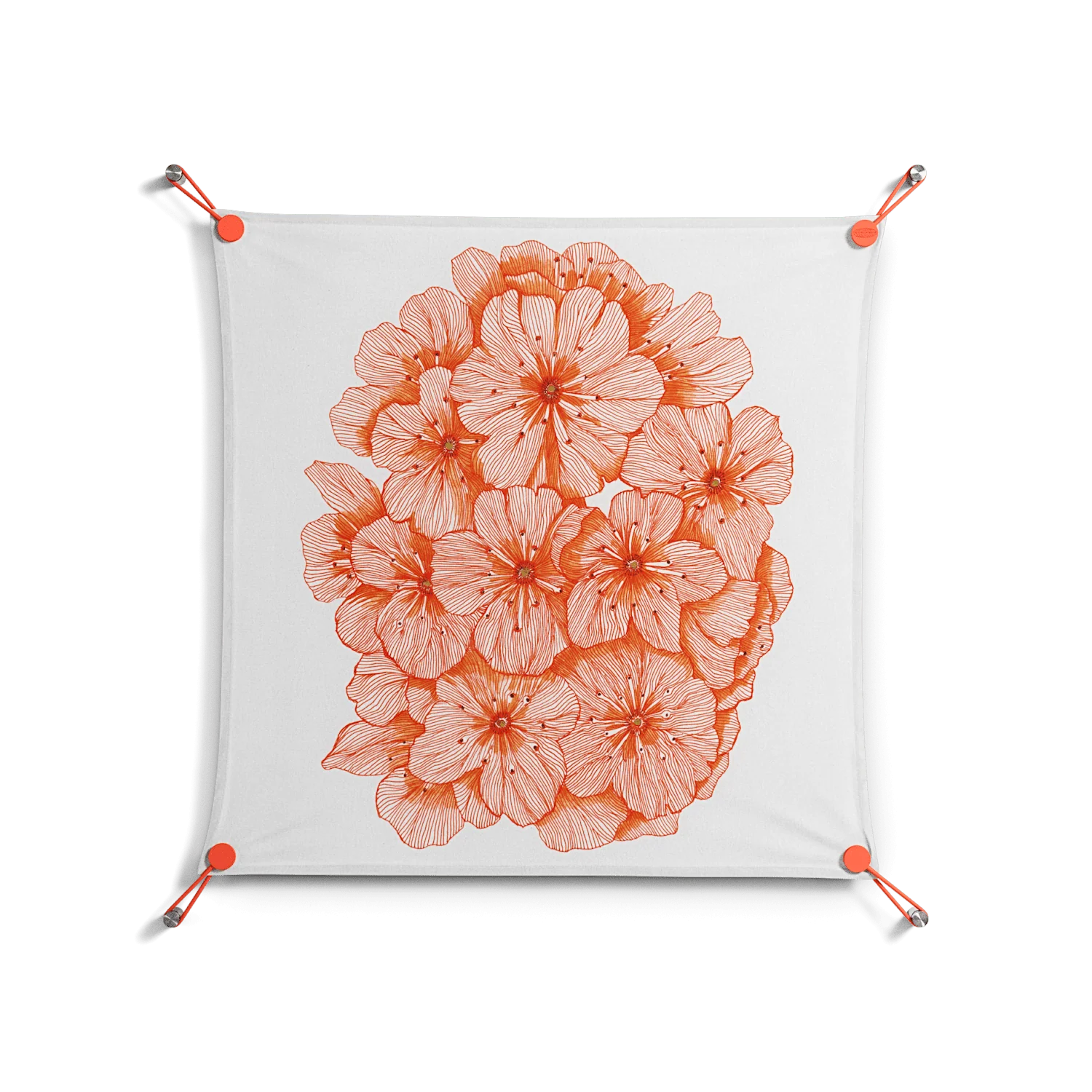 Orange Flowers 1 - Work On Wall - Katie O’Shea - Orange - 70 x 70 cm