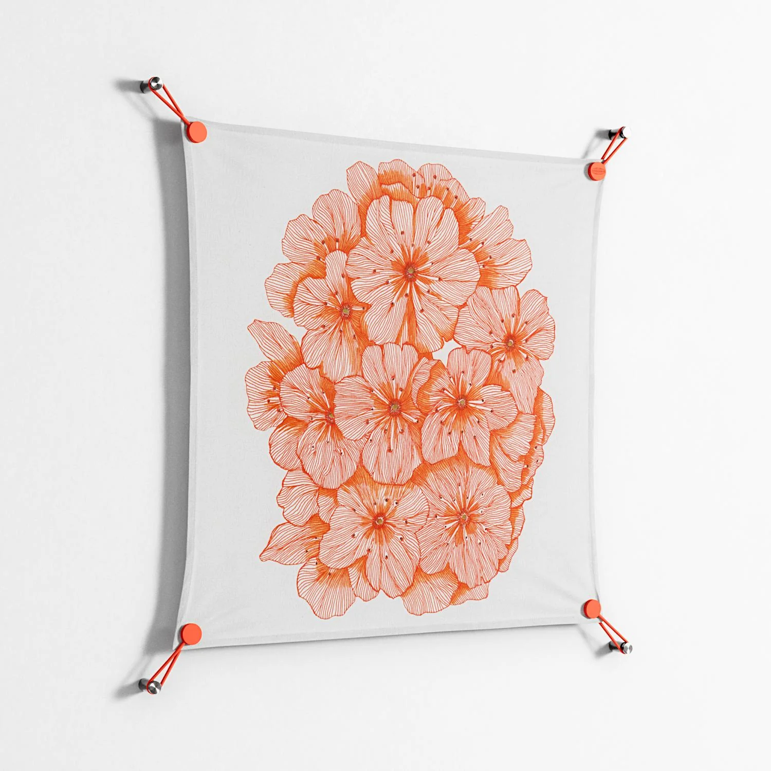 Orange Flowers 1 - Work On Wall - Katie O’Shea - Orange - 70 x 70 cm - Image 2
