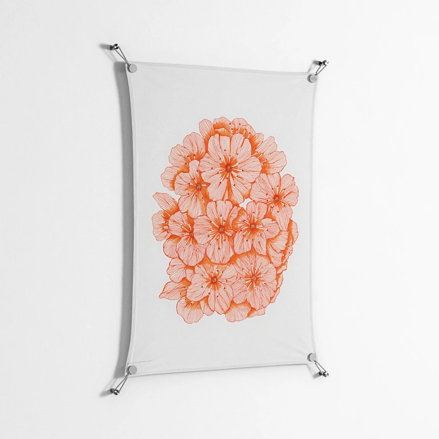 Orange Flowers 1 - Work On Wall - Katie O’Shea - Silver - 70 x 100 cm - Image 2