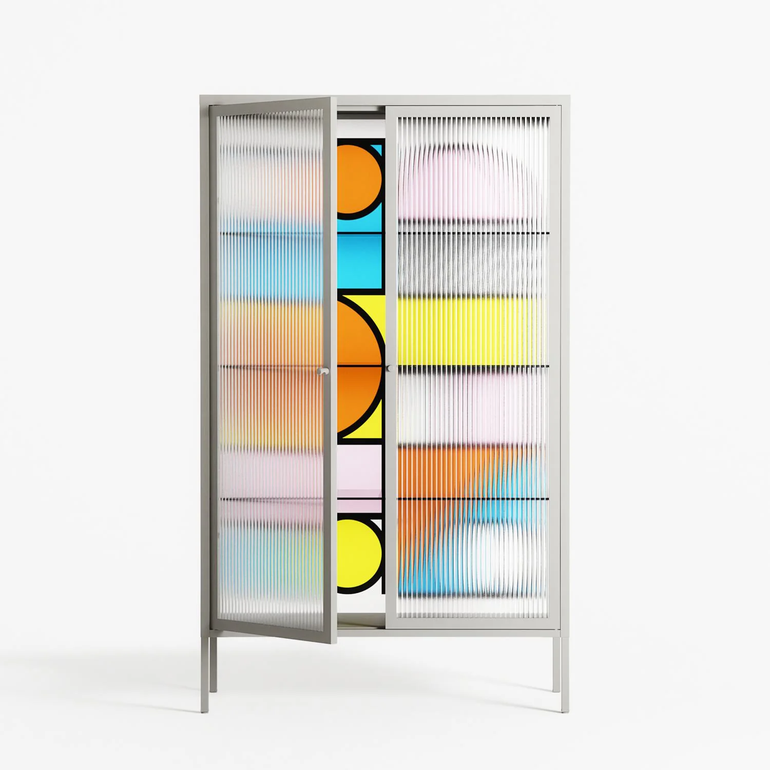 Palette - Cabinet - Vratislav Pecka - Chalk - Reeded glass - Image 2