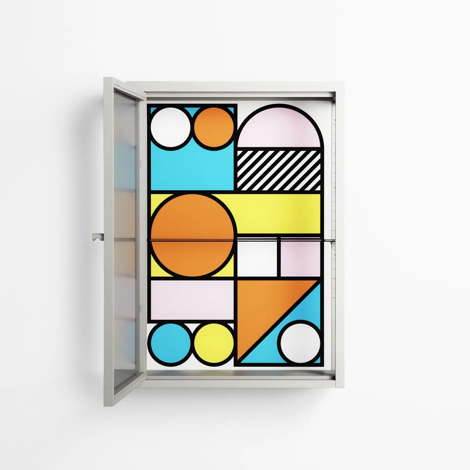 Palette - Wall Cabinet - Vratislav Pecka - Chalk - Reeded glass - Image 3