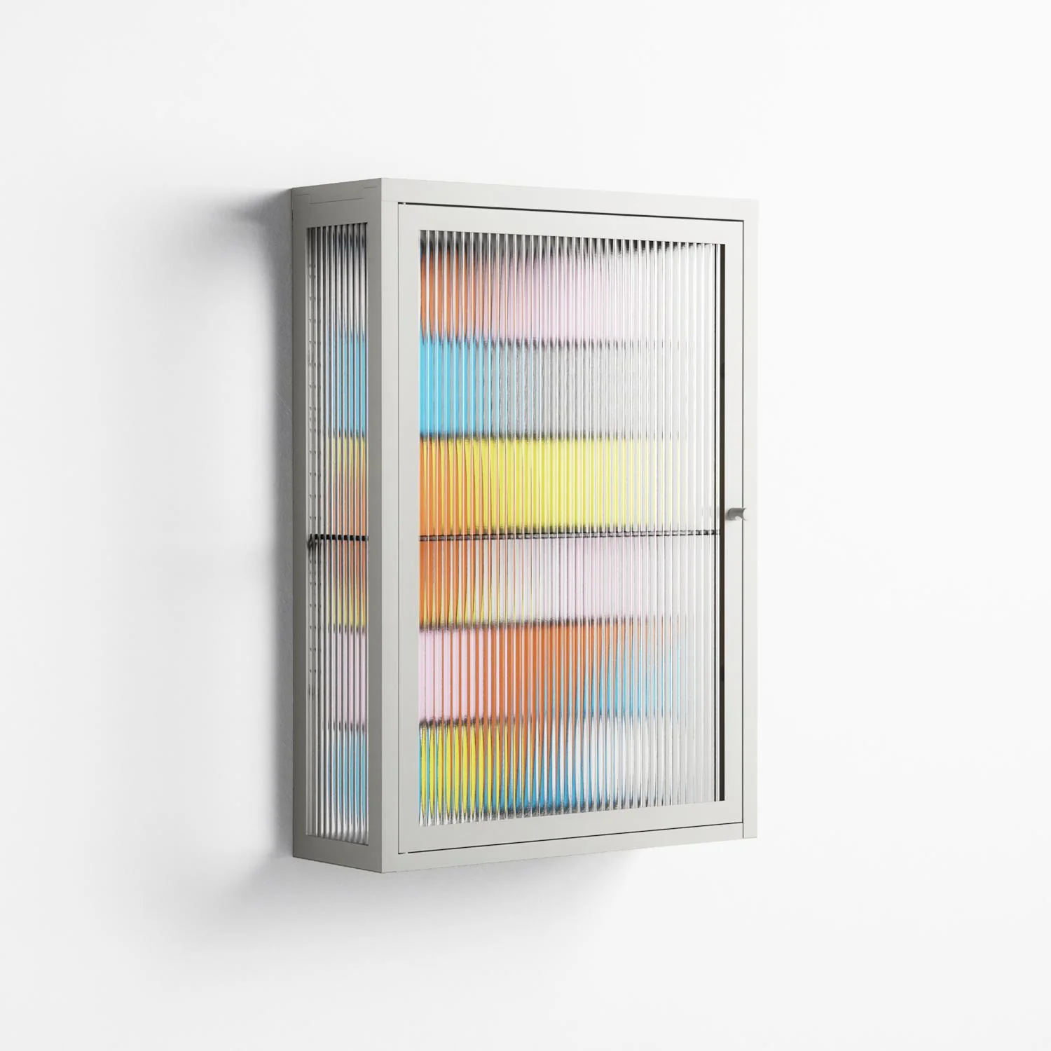 Palette - Wall Cabinet - Vratislav Pecka - Chalk - Reeded glass - Image 4