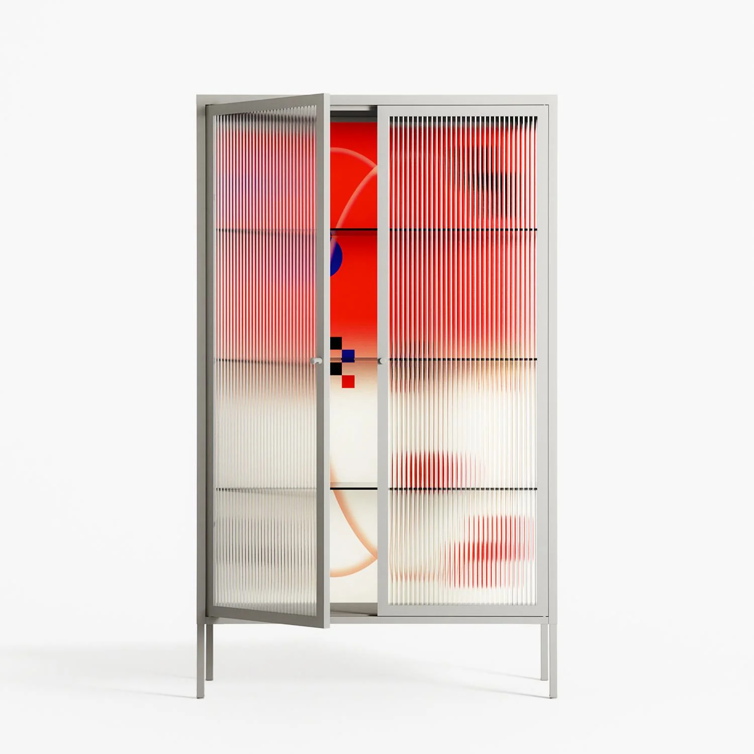Parallel Mirage - Cabinet - Oluwasheyi Adebayo - Chalk - Reeded glass - Image 2