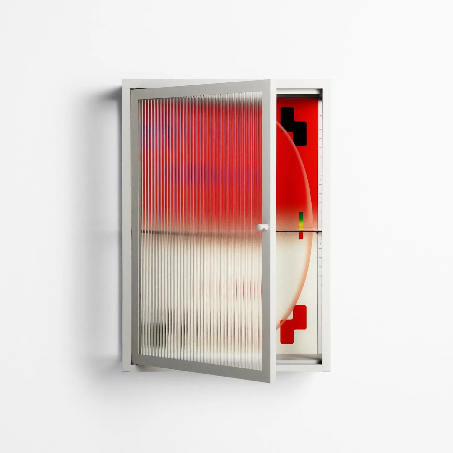 Parallel Mirage - Wall Cabinet - Oluwasheyi Adebayo - Chalk - Reeded glass - Image 2