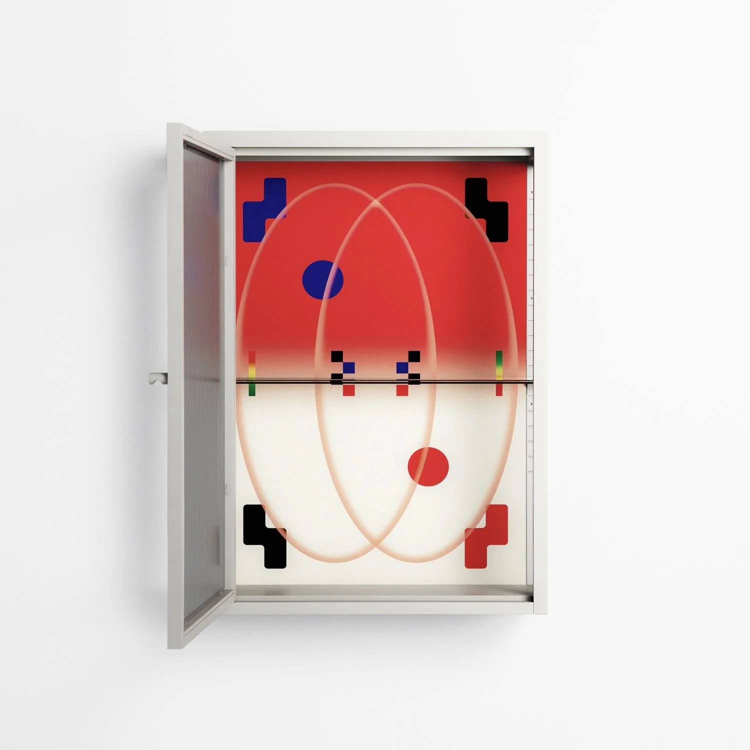 Parallel Mirage - Wall Cabinet - Oluwasheyi Adebayo - Chalk - Reeded glass - Image 3
