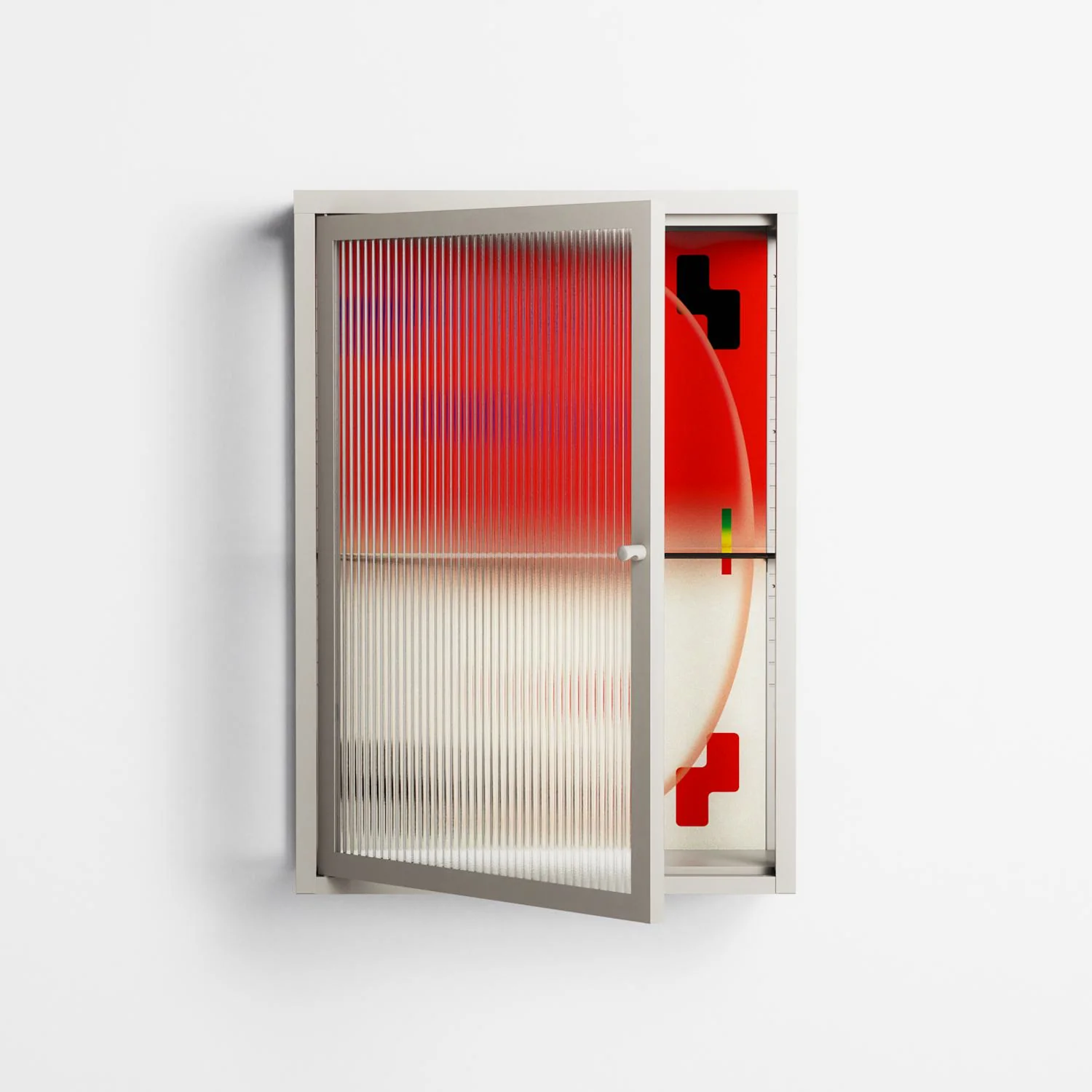 Parallel Mirage - Wall Cabinet - Oluwasheyi Adebayo - Pebble - Reeded glass - Image 2
