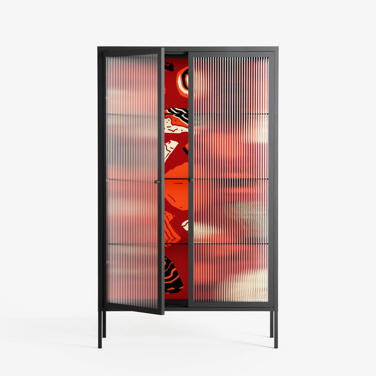 Pebbles 2 - Cabinet - Nick Liefhebber - Antracite - Reeded glass - Image 2