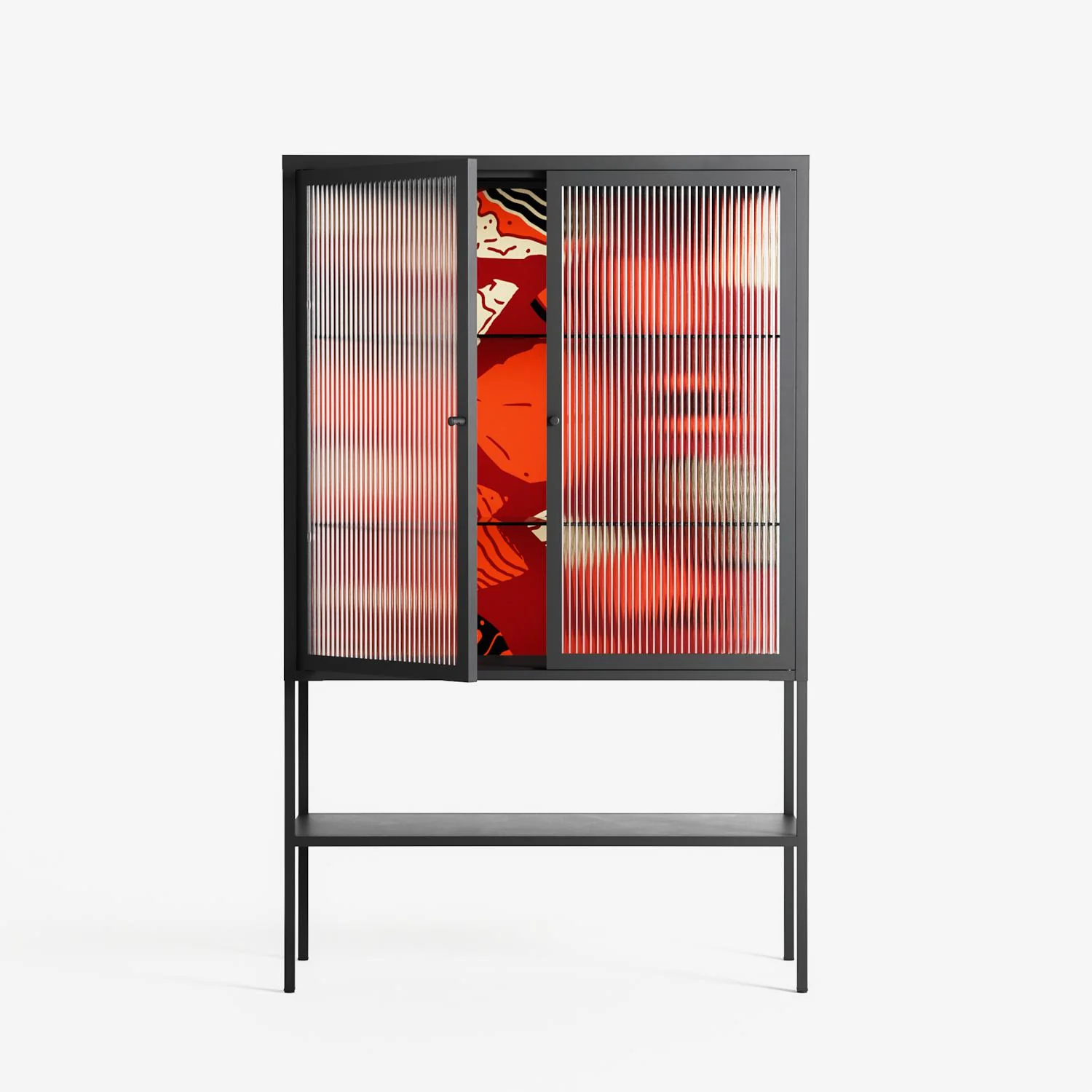 Pebbles 2 - Loft Cabinet - Nick Liefhebber - Antracite - Reeded glass - Image 2