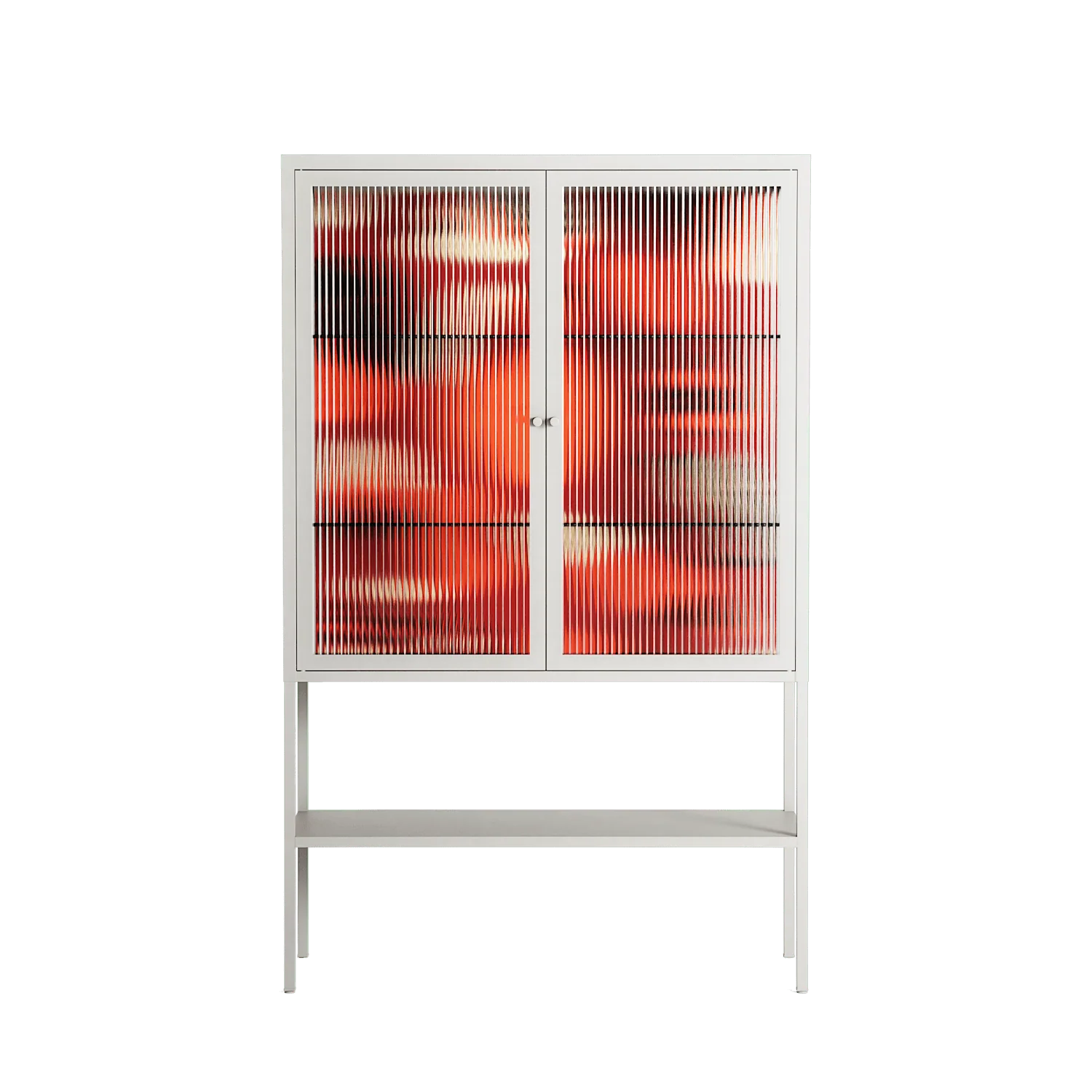 Pebbles 2 - Loft Cabinet - Nick Liefhebber - Chalk - Reeded glass