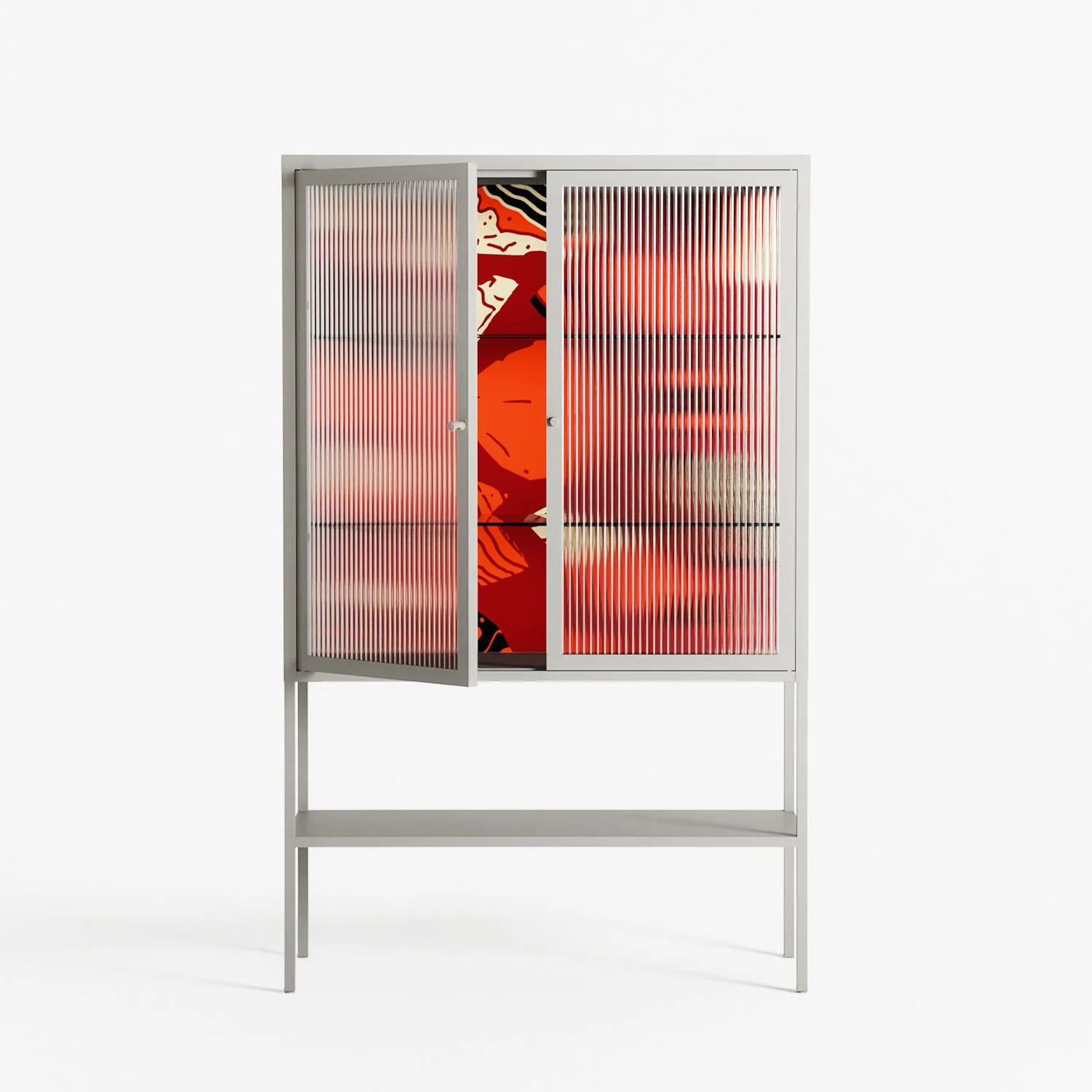 Pebbles 2 - Loft Cabinet - Nick Liefhebber - Chalk - Reeded glass - Image 2