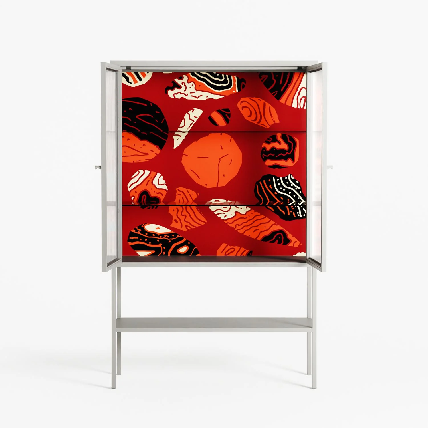 Pebbles 2 - Loft Cabinet - Nick Liefhebber - Chalk - Reeded glass - Image 3