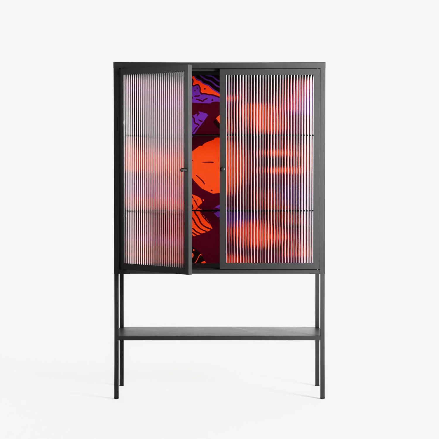 Pebbles 3 - Loft Cabinet - Nick Liefhebber - Antracite - Reeded glass - Image 2