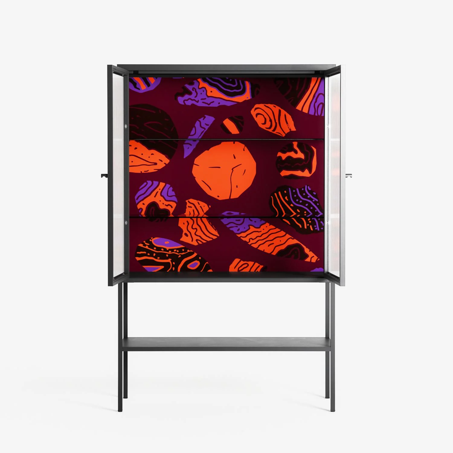 Pebbles 3 - Loft Cabinet - Nick Liefhebber - Antracite - Reeded glass - Image 3
