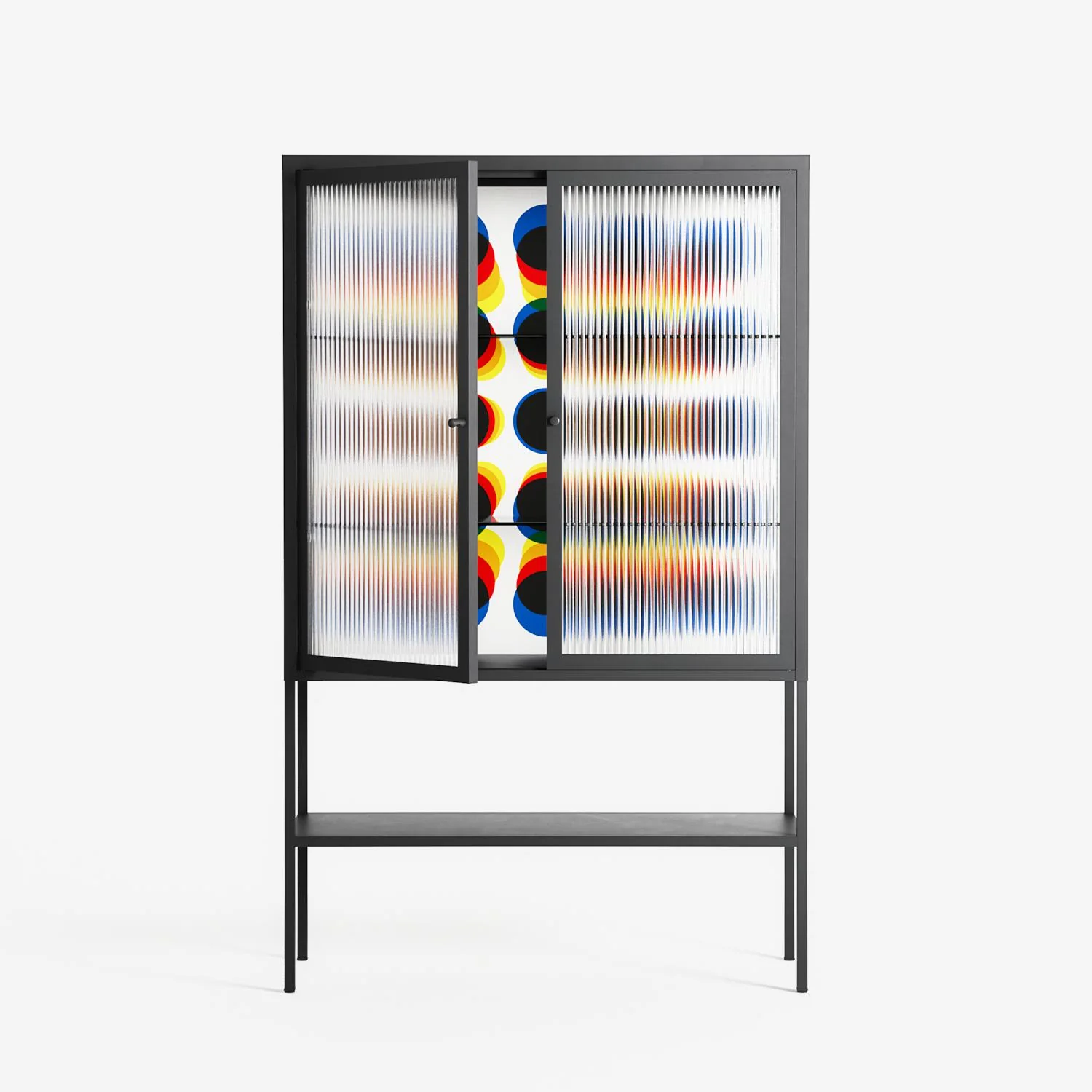 Perspektiva - Loft Cabinet - Vratislav Pecka - Antracite - Reeded glass - Image 2