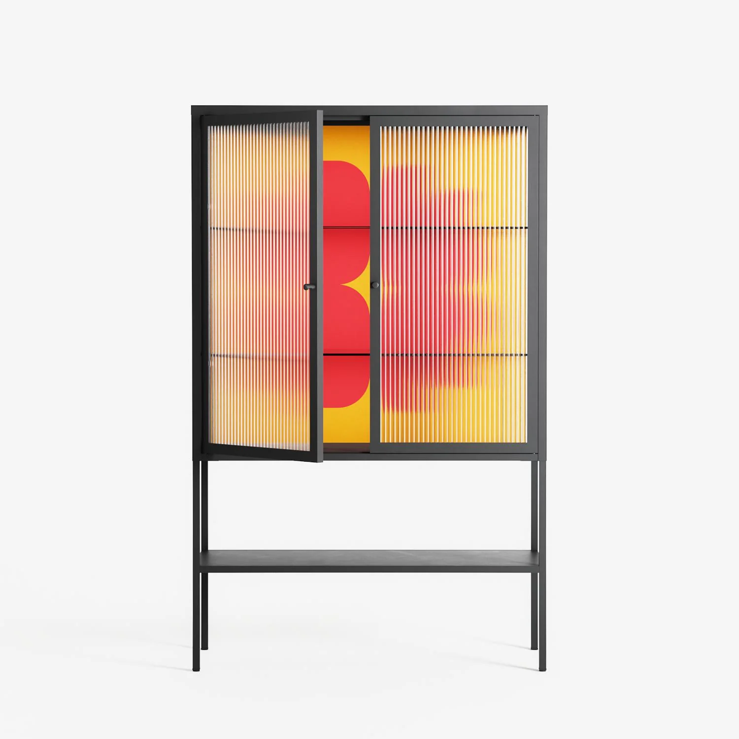 Phonix - Loft Cabinet - Linus Lohoff - Antracite - Reeded glass - Image 2