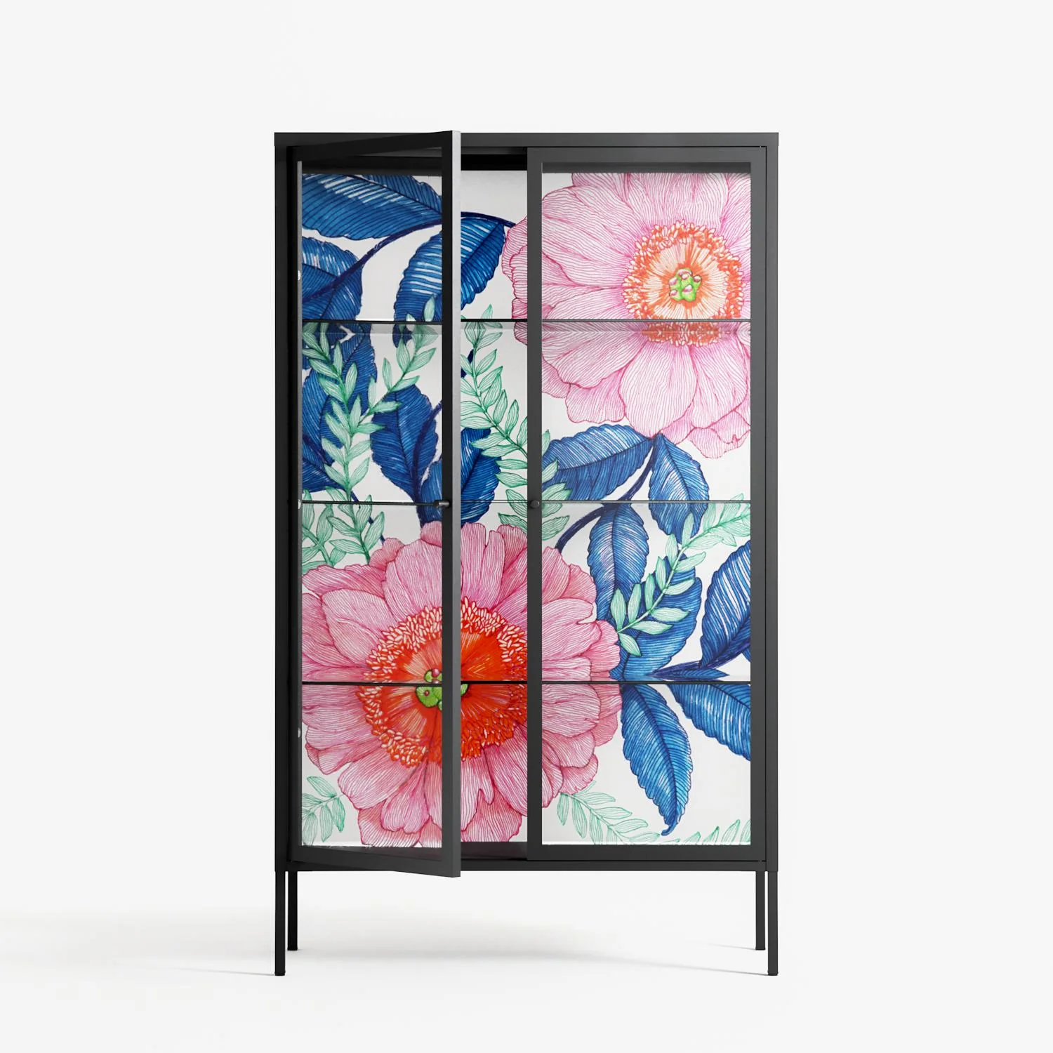 Pink Anemones - Cabinet - Katie O’Shea - Antracite - Clear glass - Image 2