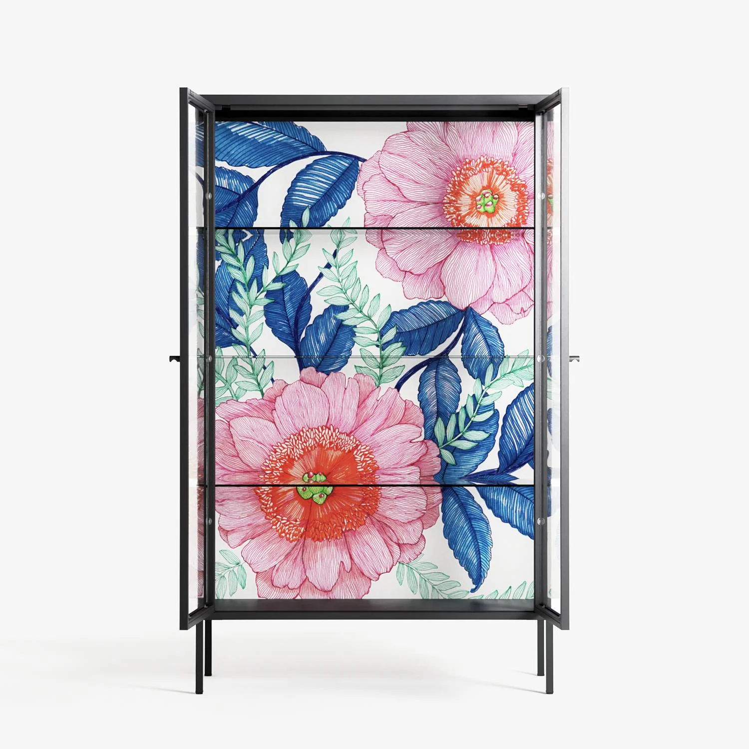 Pink Anemones - Cabinet - Katie O’Shea - Antracite - Clear glass - Image 3