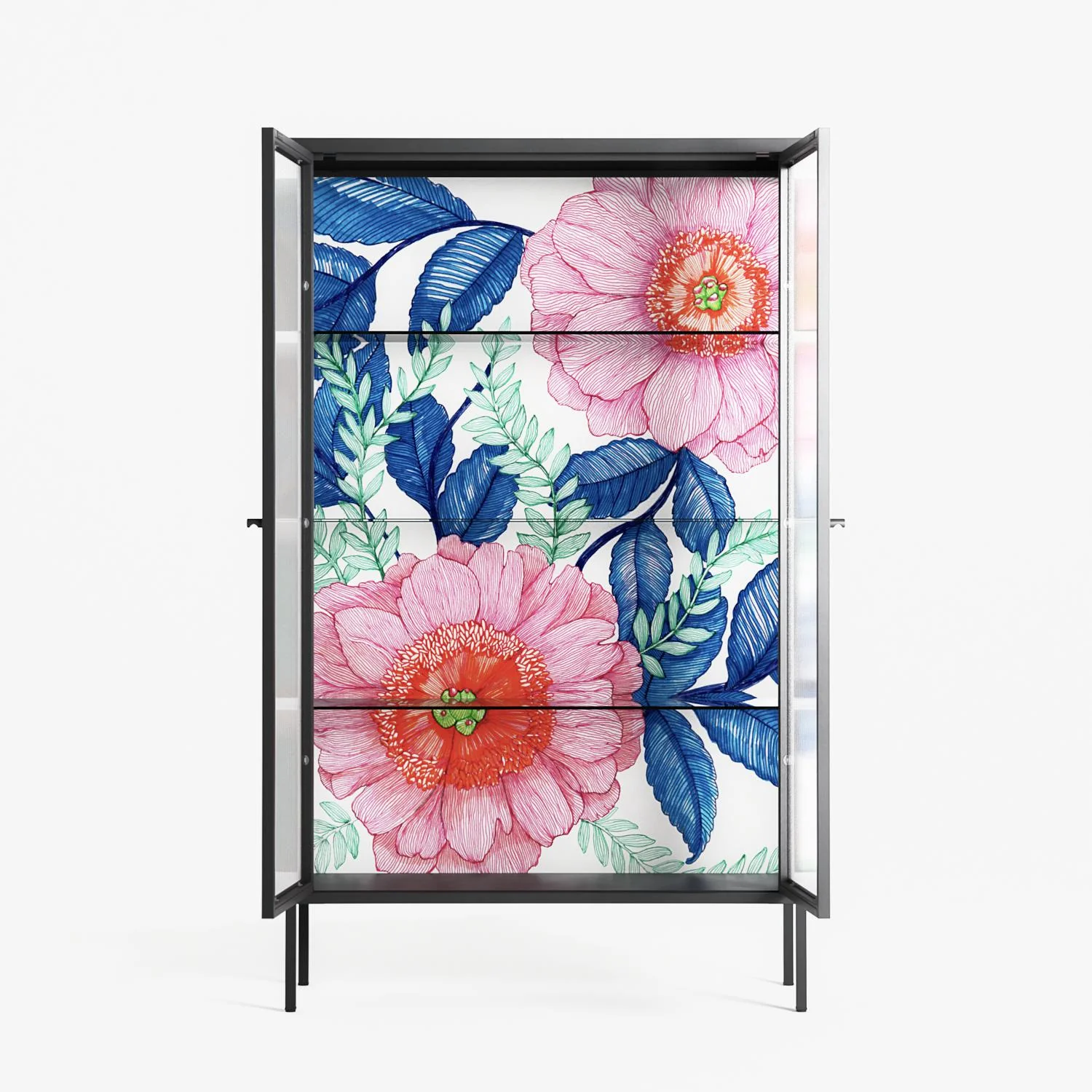 Pink Anemones - Cabinet - Katie O’Shea - Antracite - Reeded glass - Image 3