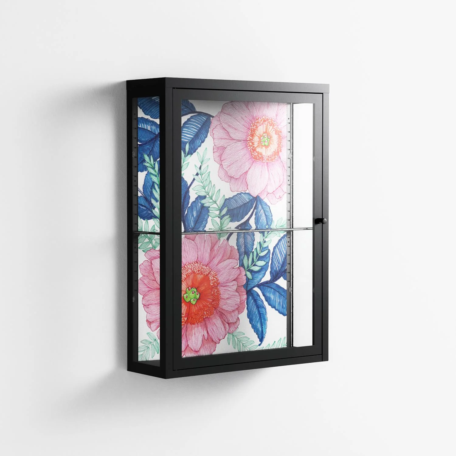 Pink Anemones - Wall Cabinet - Katie O’Shea - Antracite - Clear glass - Image 4